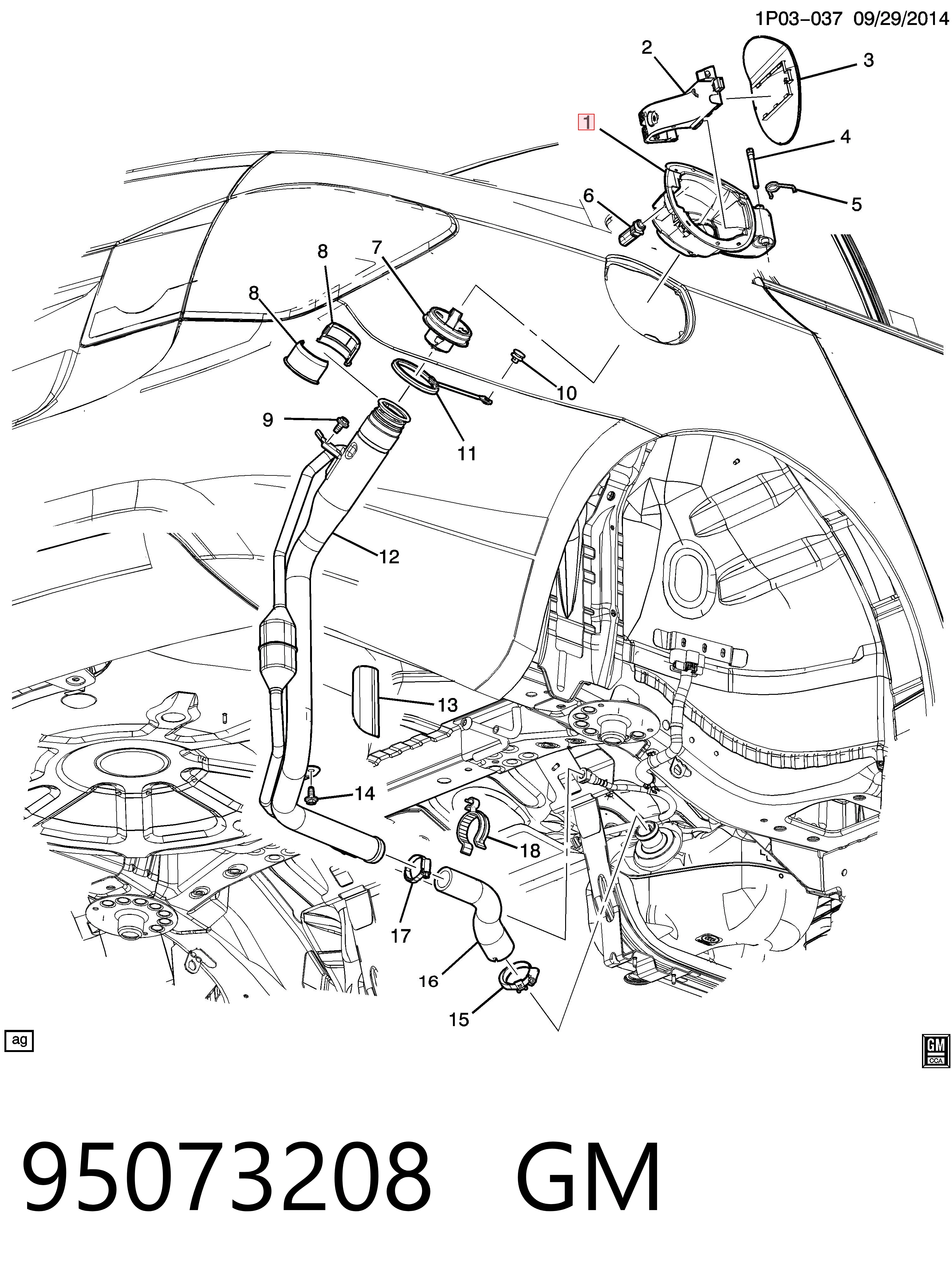 95073208 General Motors Горловина бензобака