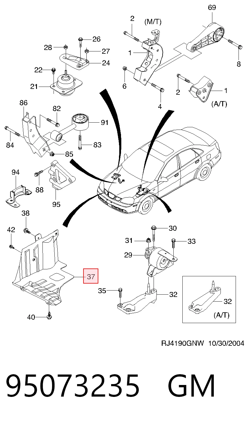 95073235 Opel Защита двигателя правая
