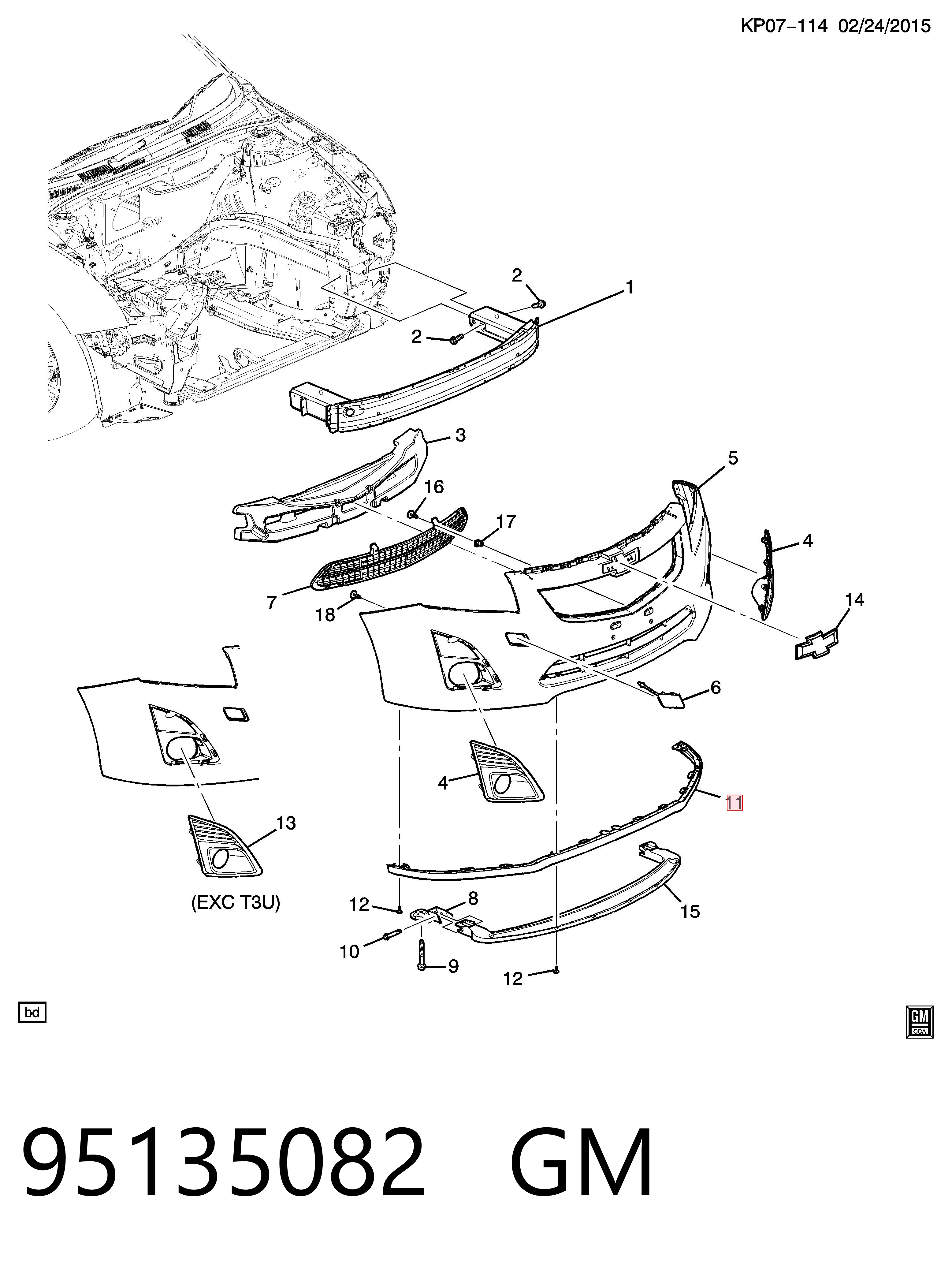 96832929 Opel Губа переднего бампера