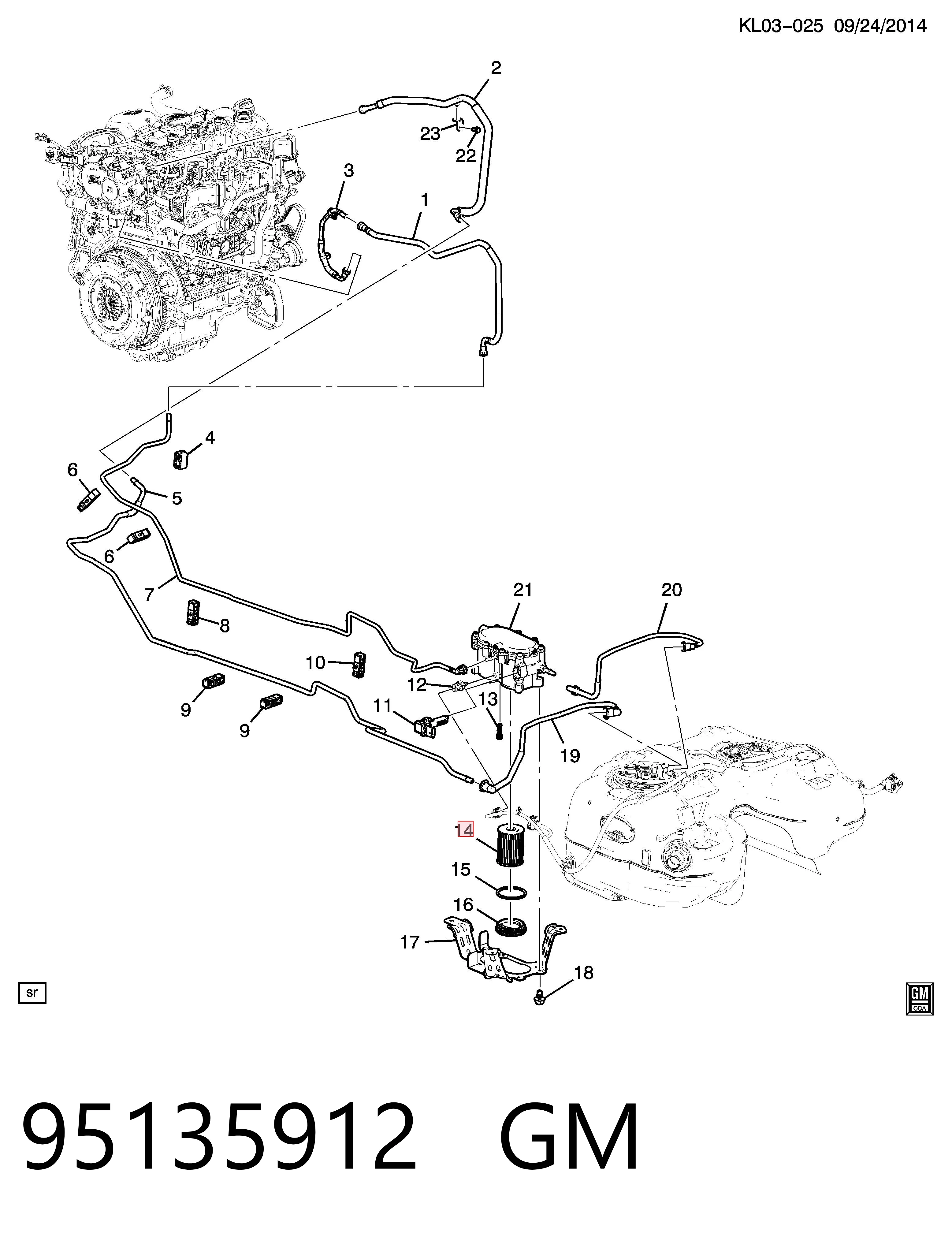 Фильтр топливный GM 95135912
