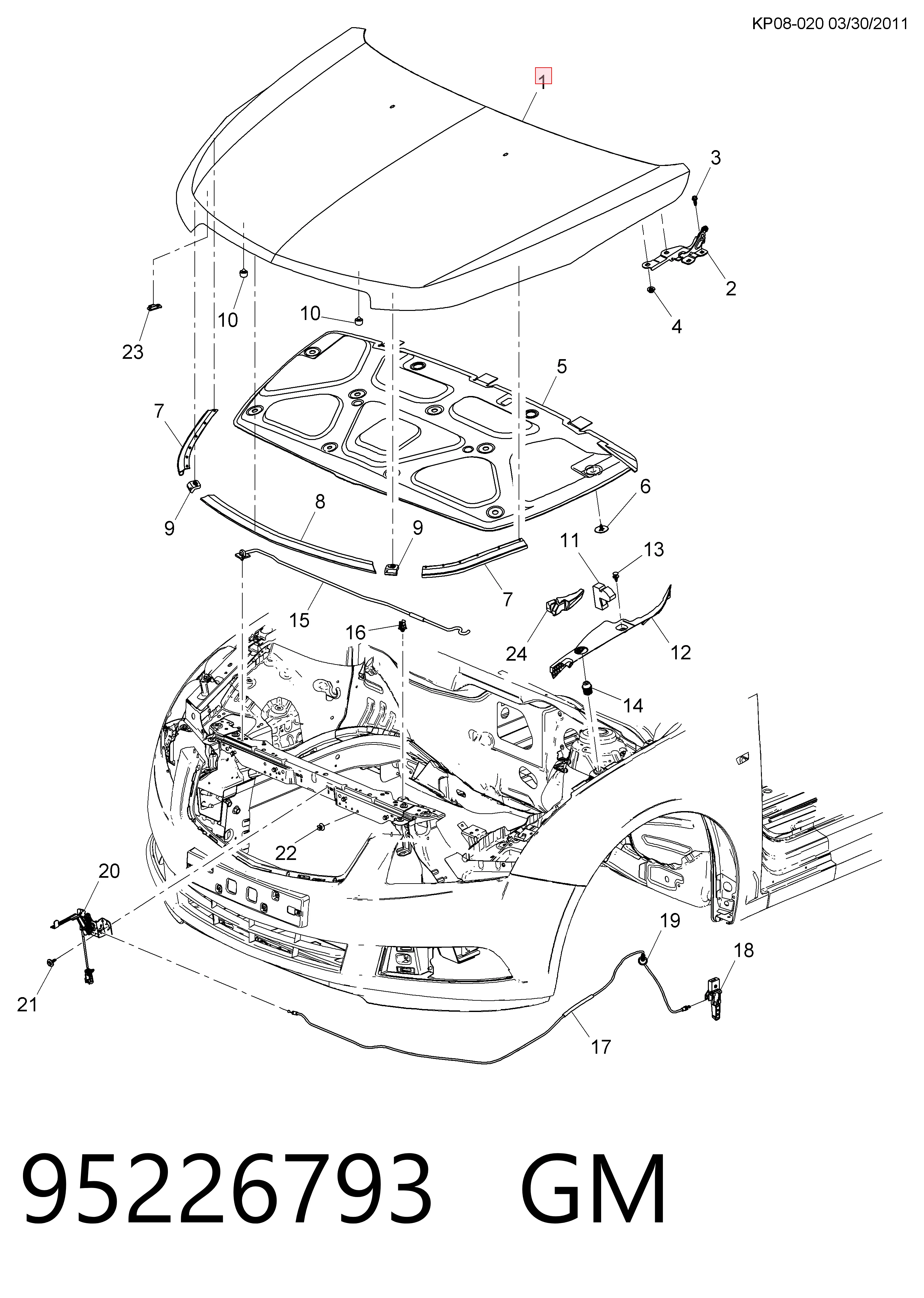 Купить 94537888 Opel Капот