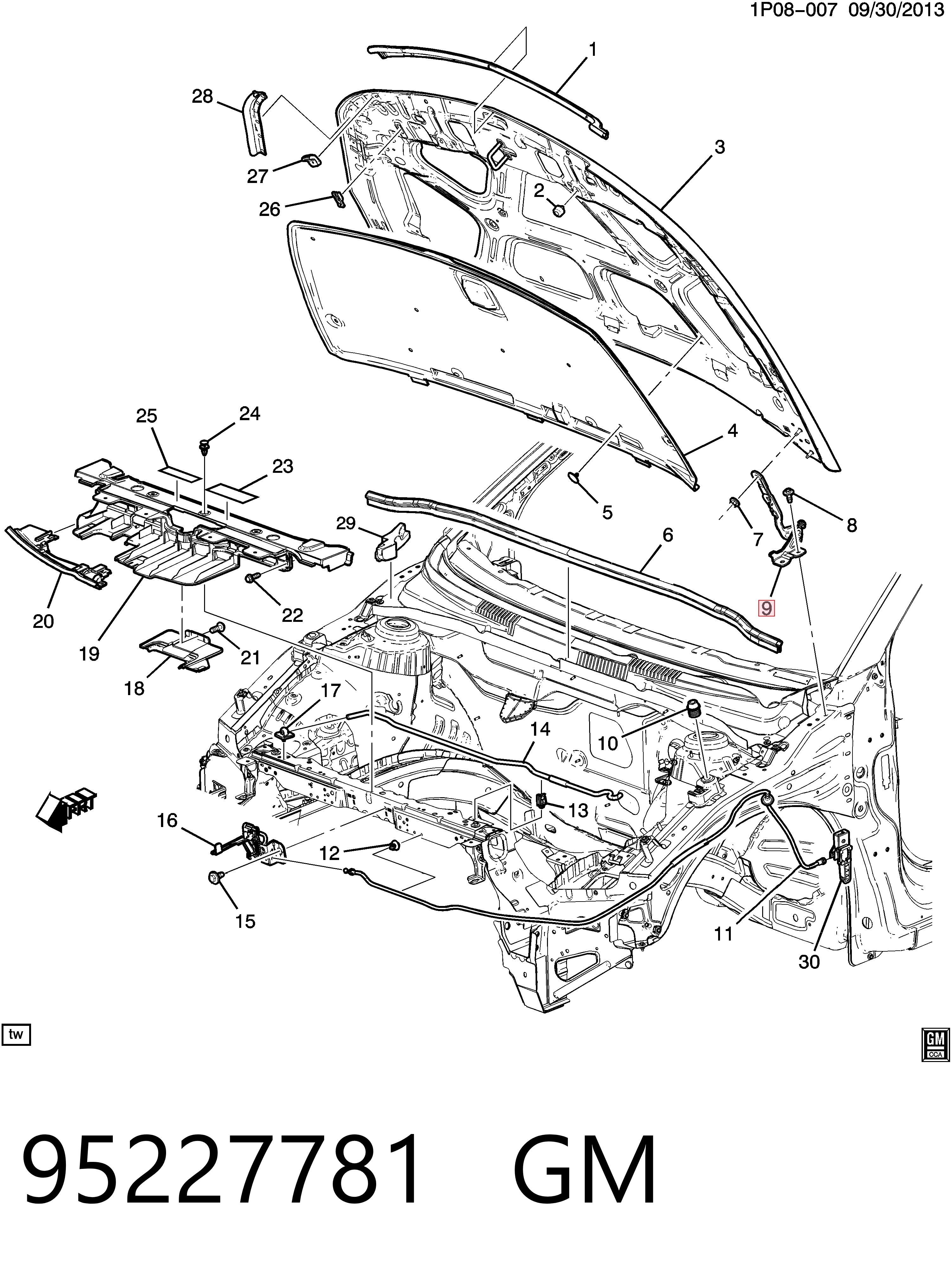 95406038 Opel Шарнир капота левый