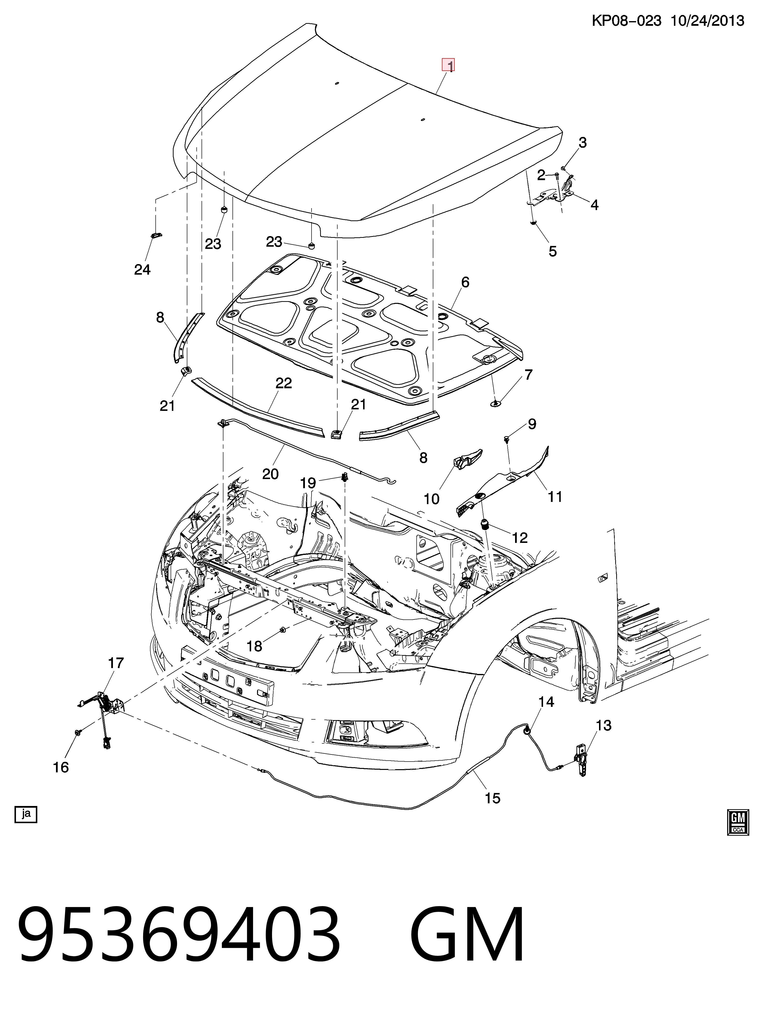 Капот двигателя Opel 94537888