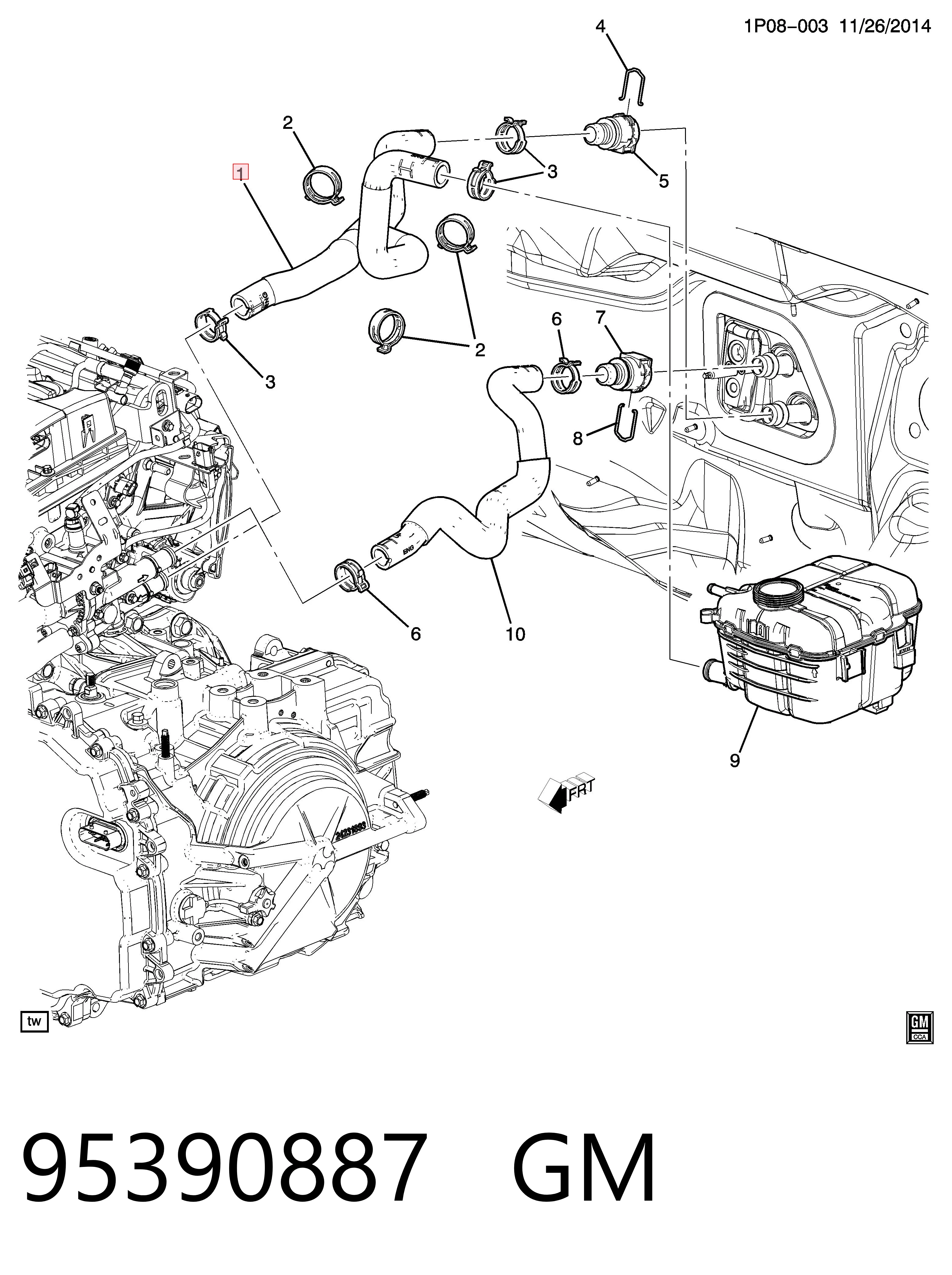 Шланг отопителя обратка 95390887 Peugeot/Citroen