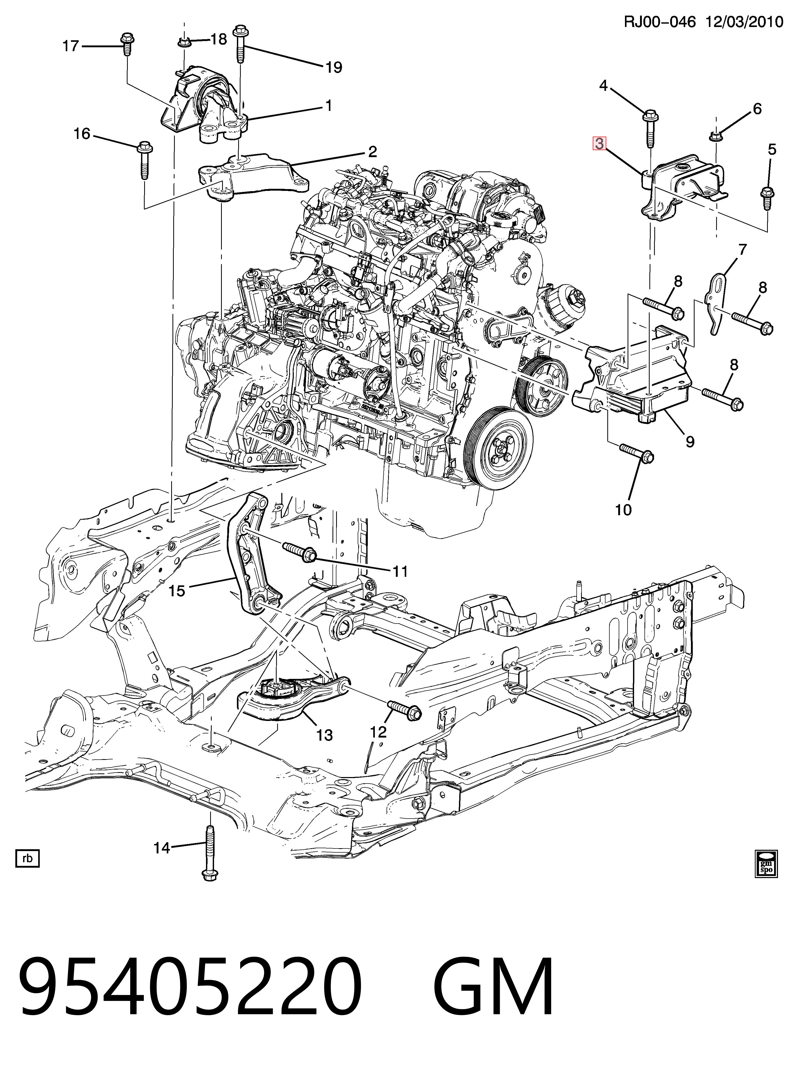 Подушка двигателя правая верхняя Opel 95405220