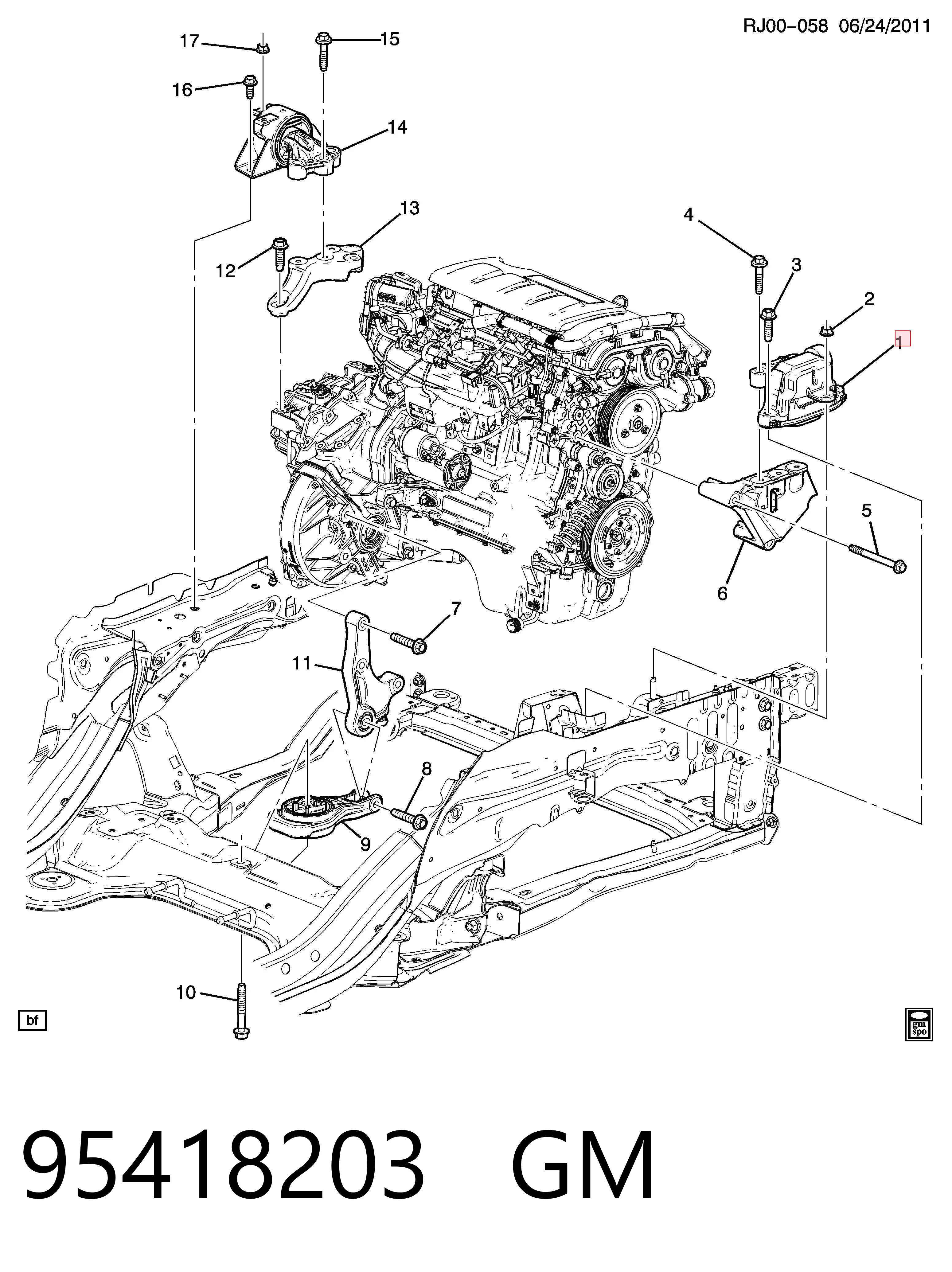95418203 General Motors Правая подушка двигателя