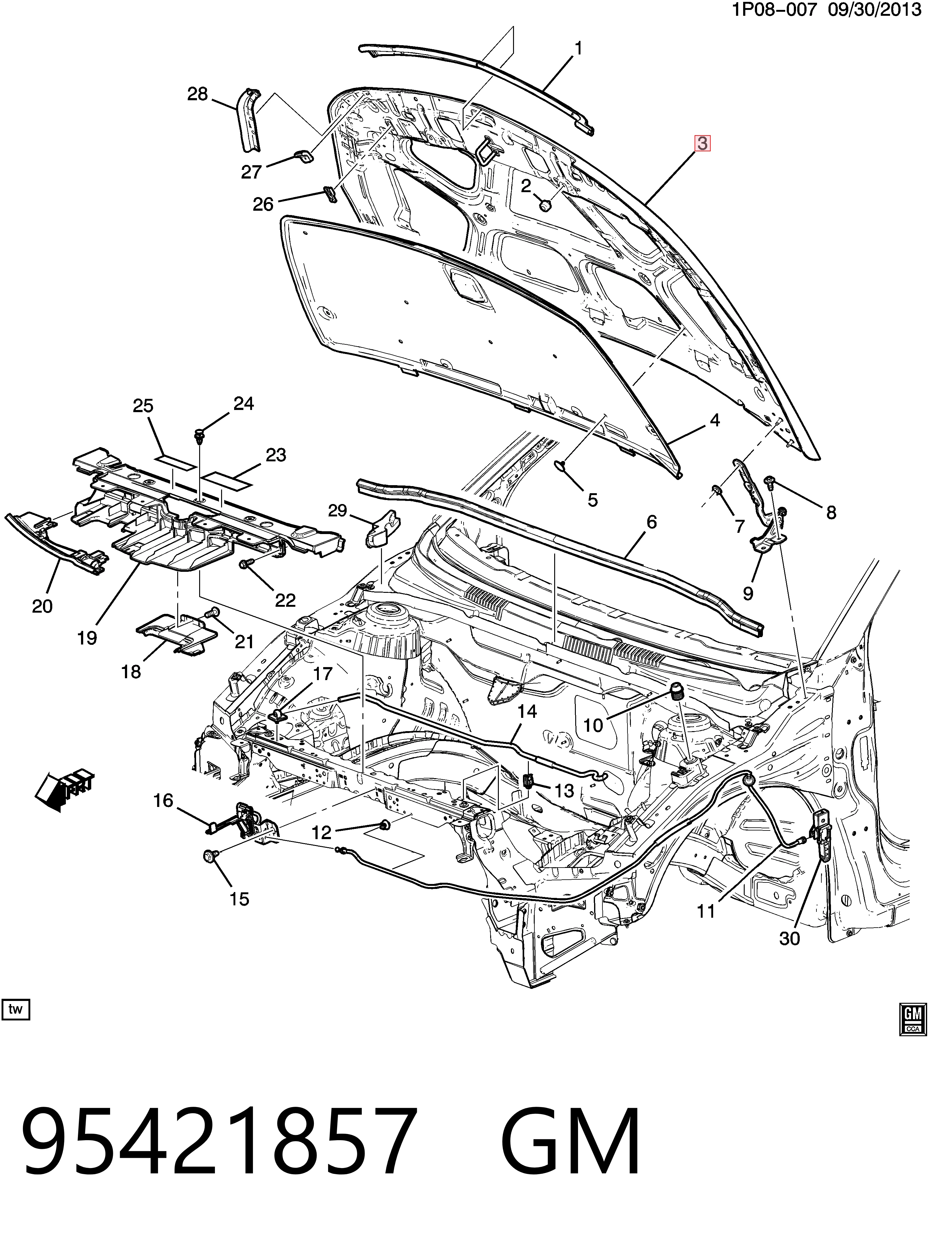 Купить 94537888 Opel Капот