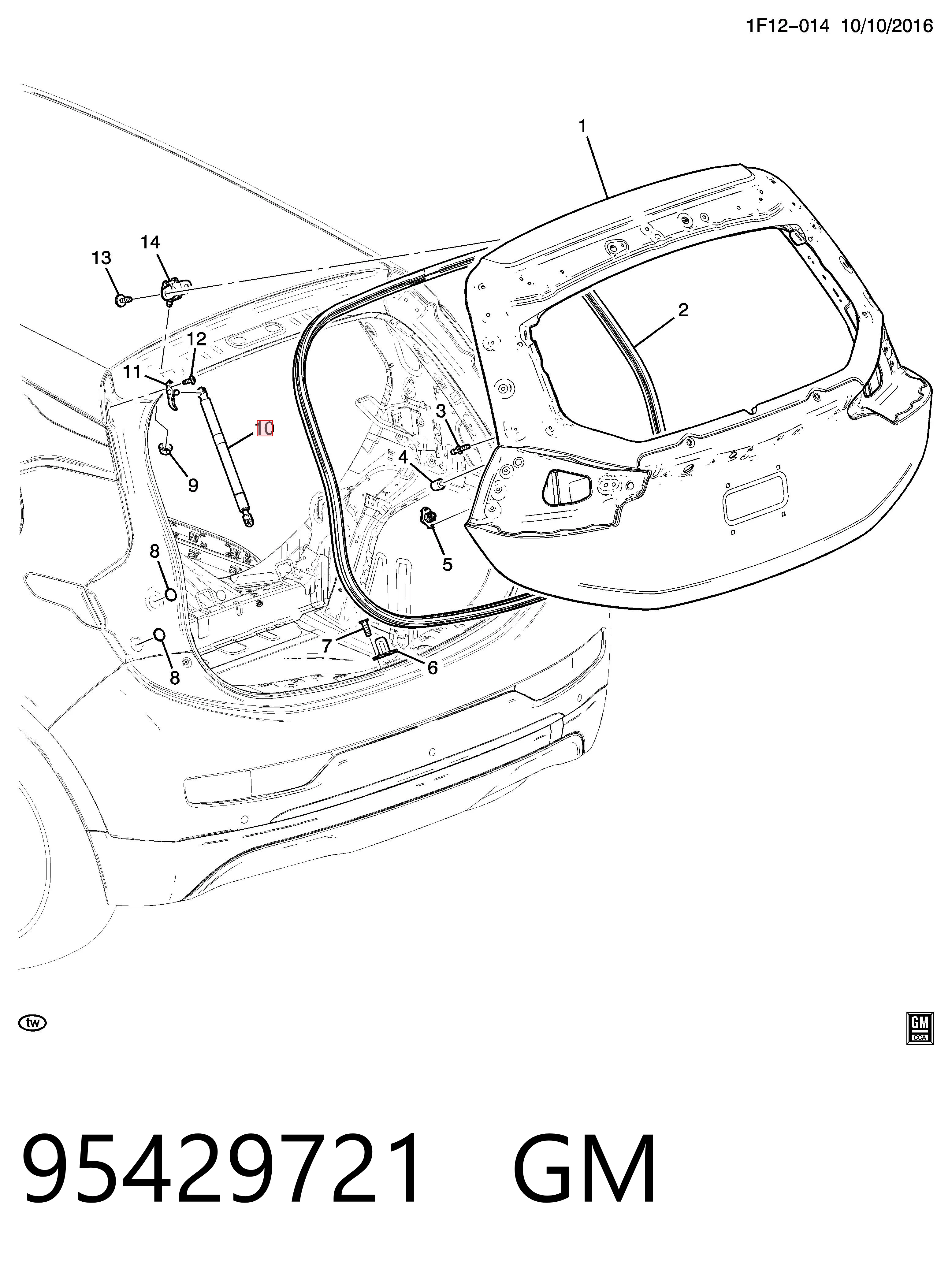 Амортизатор багажника 95429721 Opel