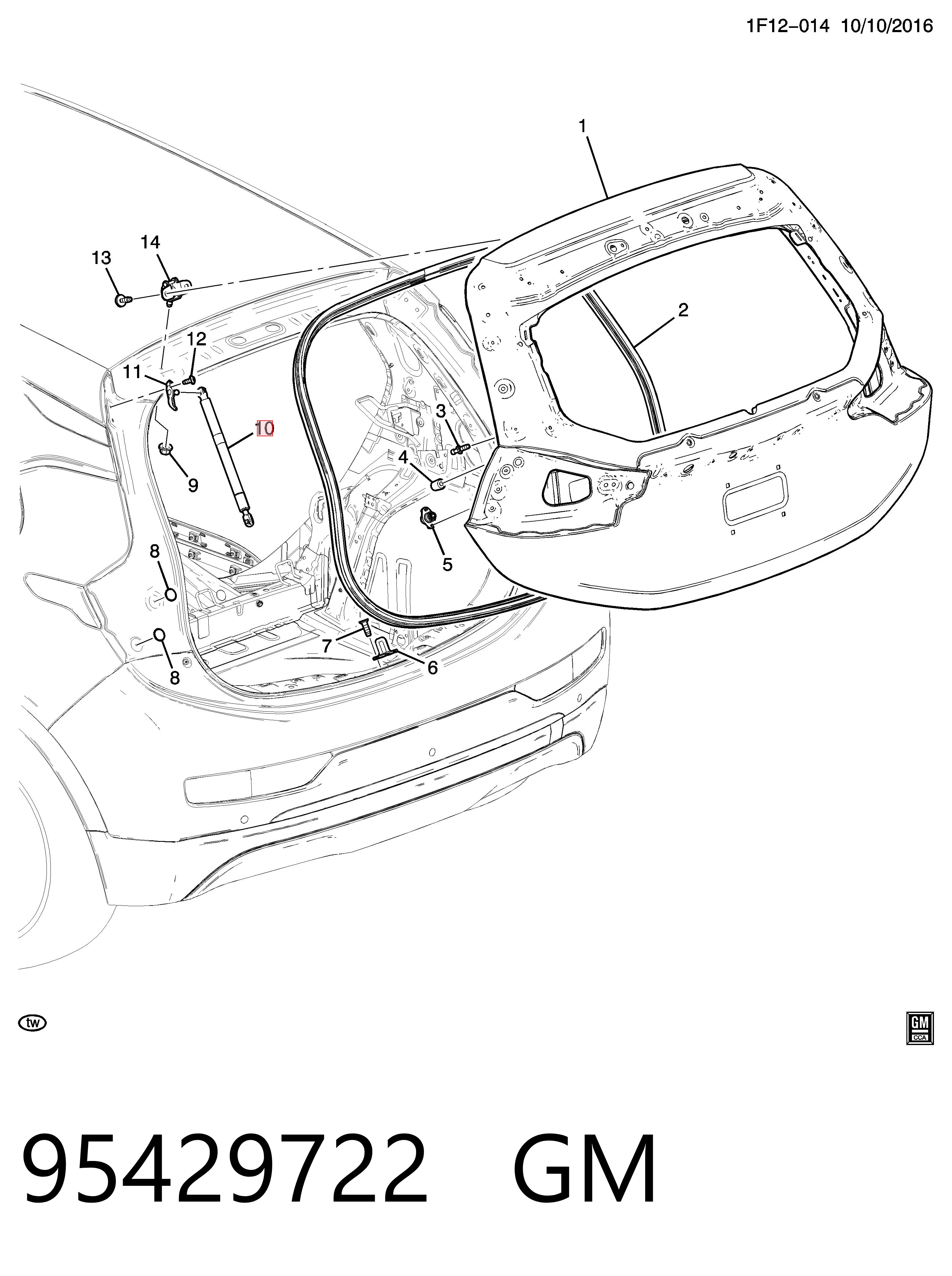 95429722 Opel Амортизатор крышки багажника