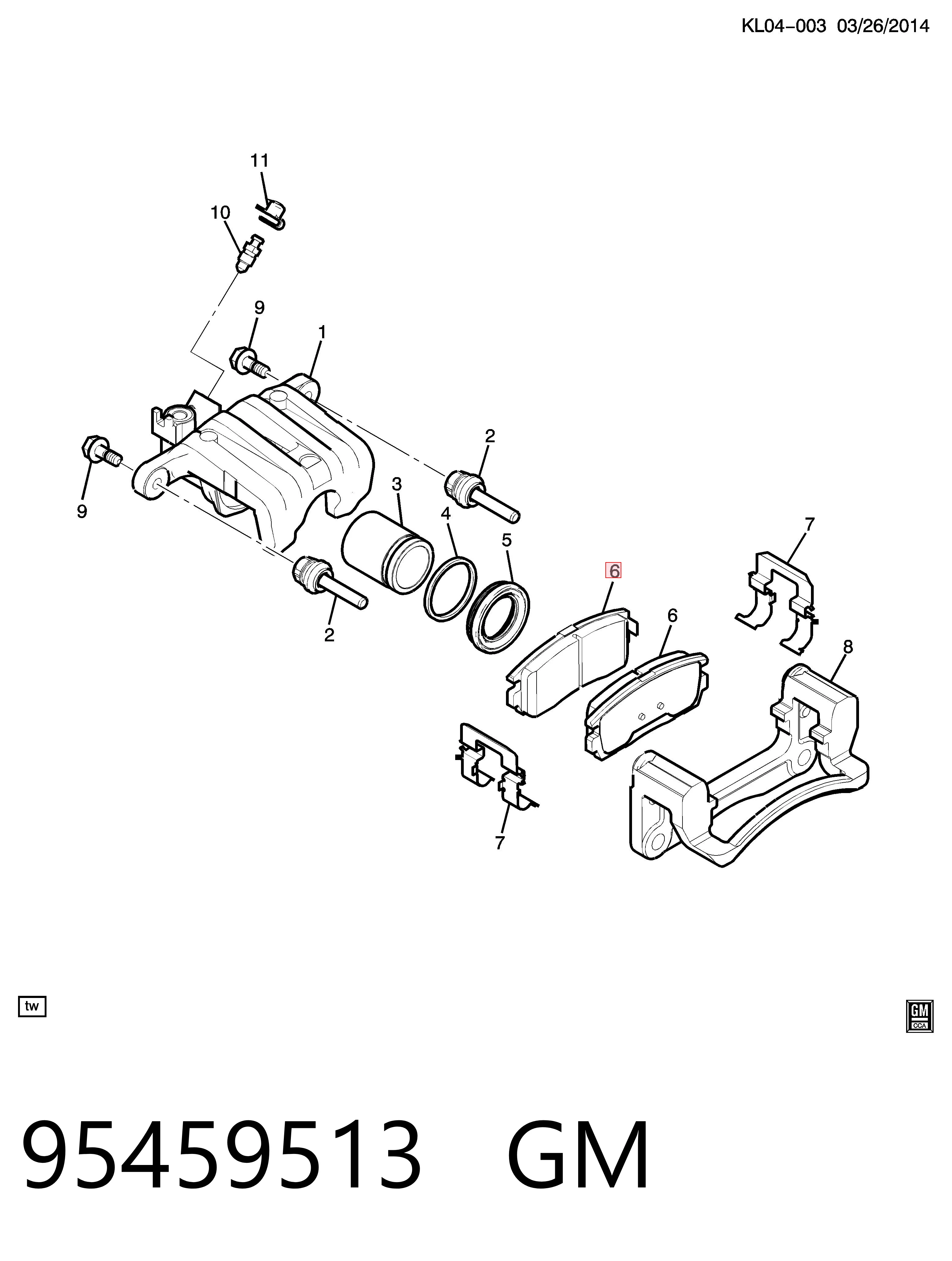 Колодки тормозные задние дисковые GM 95459513
