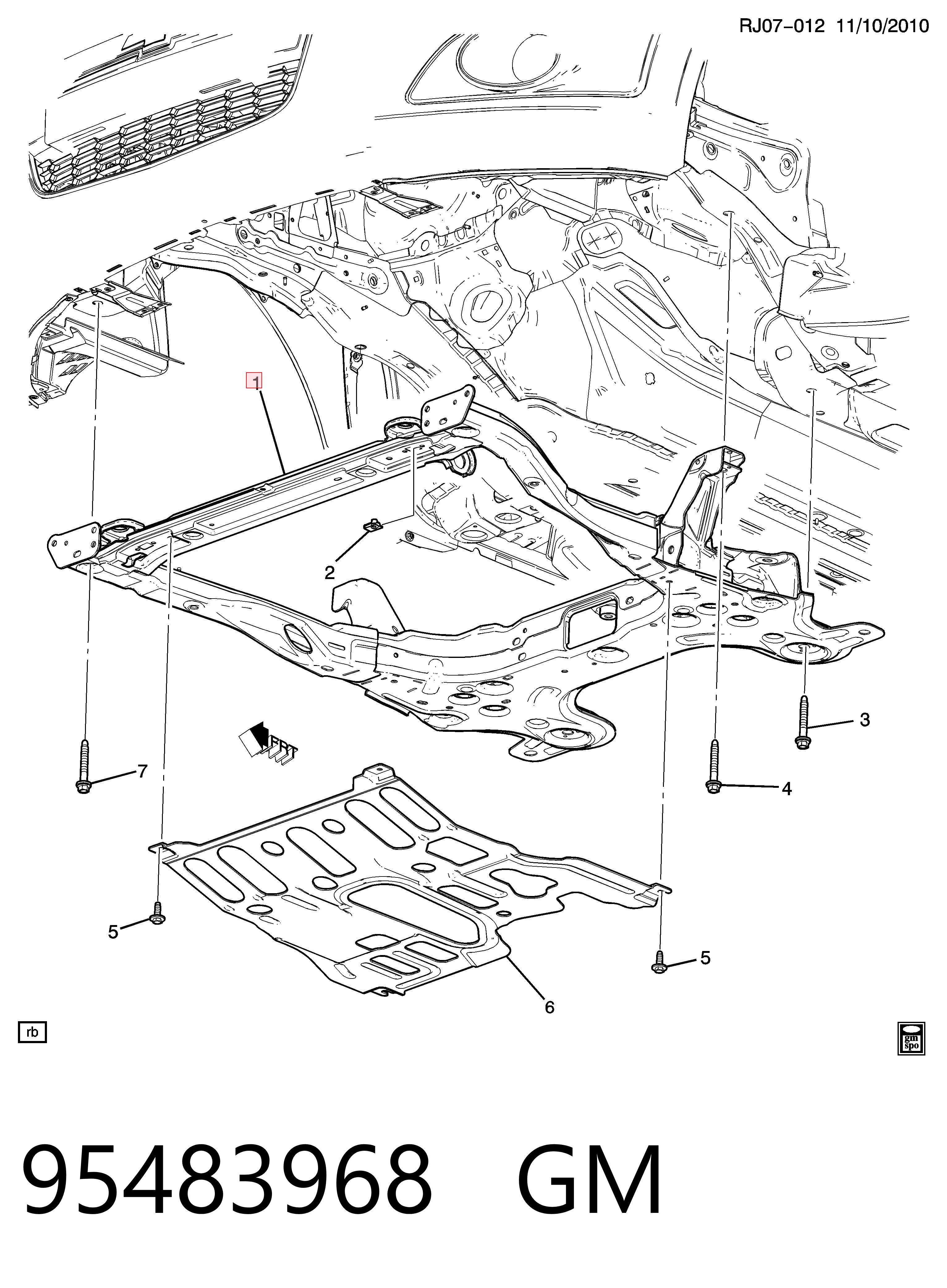 Подрамник передней подвески на Chevrolet Aveo III T300