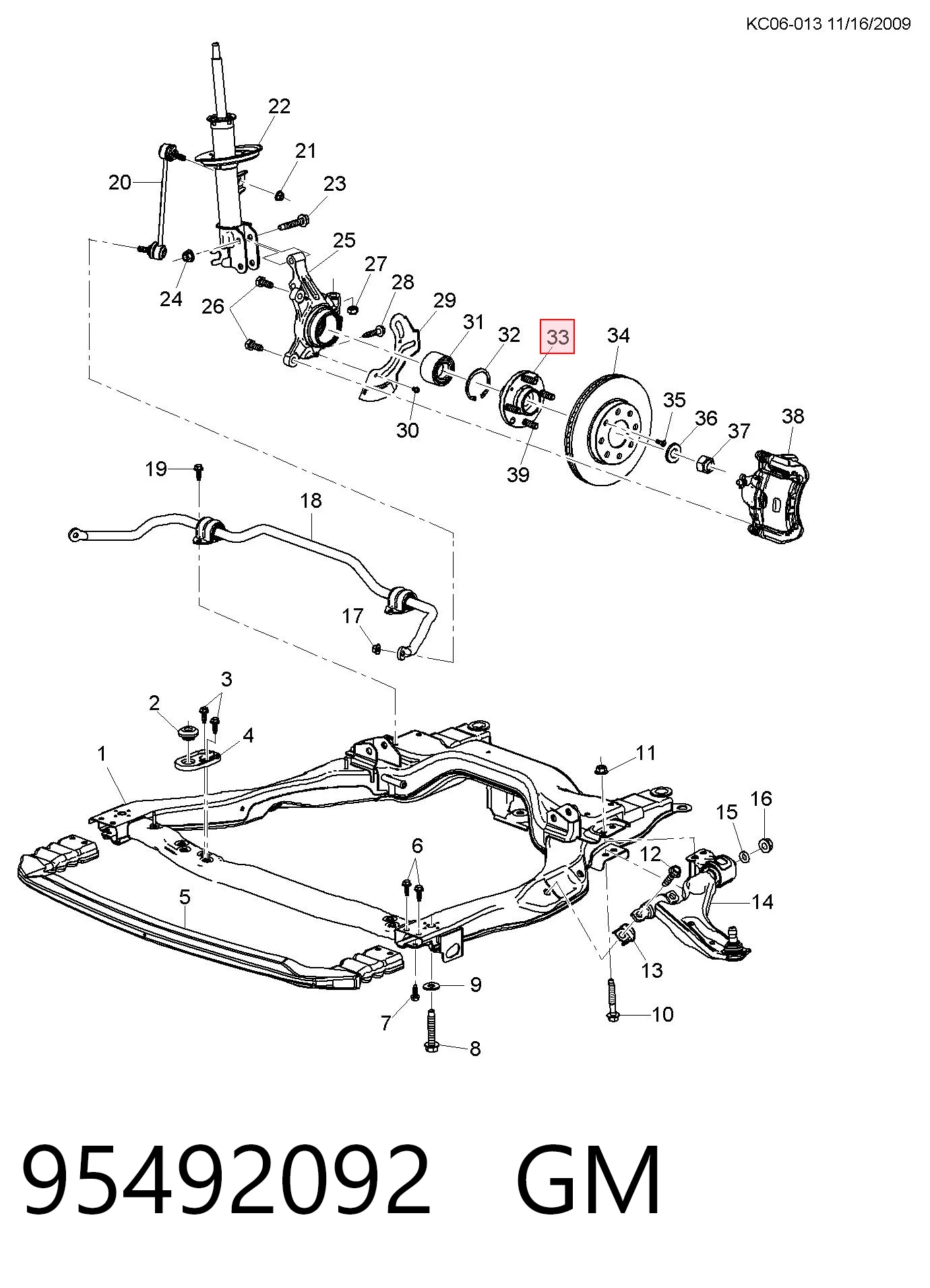 95492092 General Motors Ступица колеса передняя