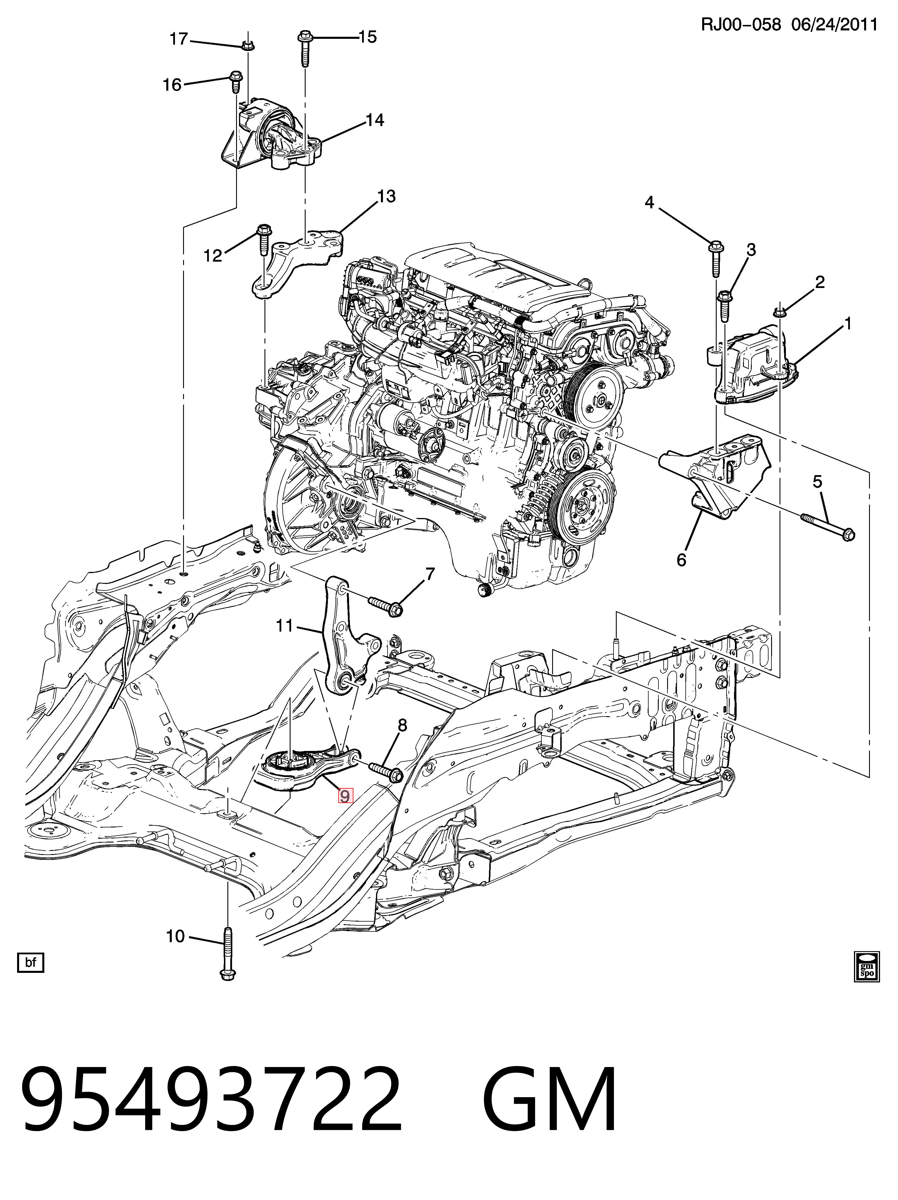 95493722 General Motors Задняя подушка двигателя