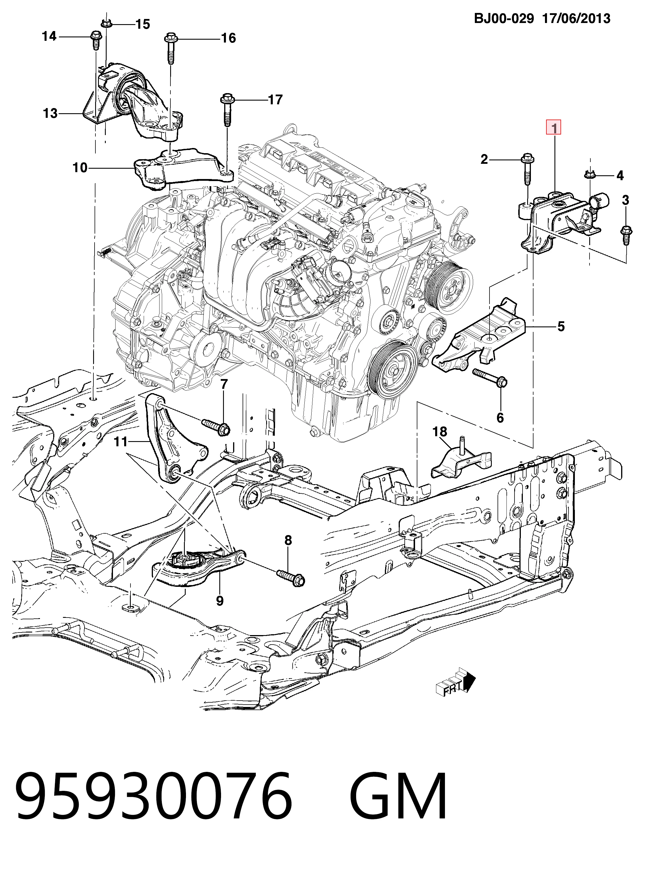 Подушка (опора) двигателя, правая верхняя Opel 95405220 цена, от 33.56 USD