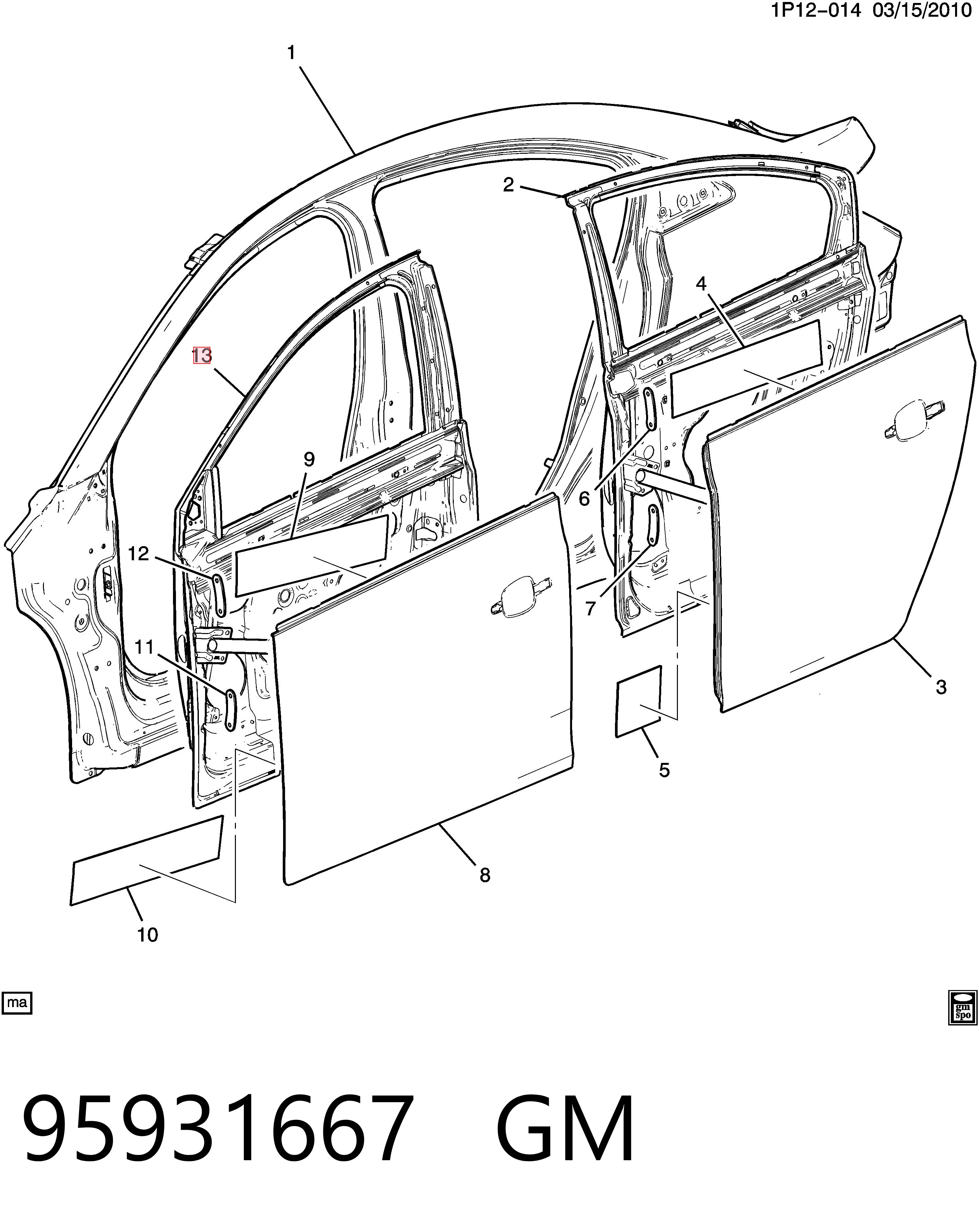 95987757 Opel Водительская дверь
