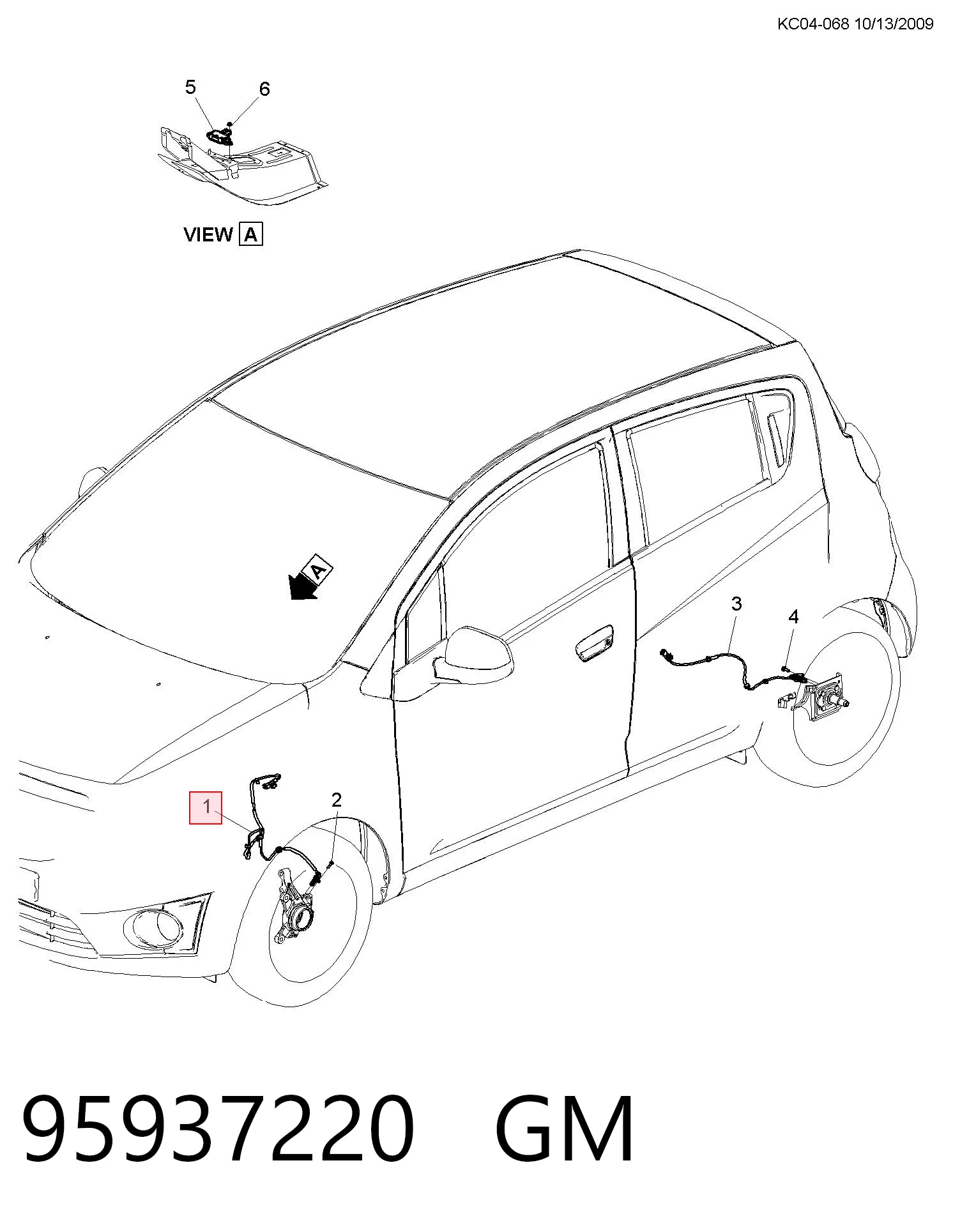 Купить 95937220 Opel Датчик ABS передний левый