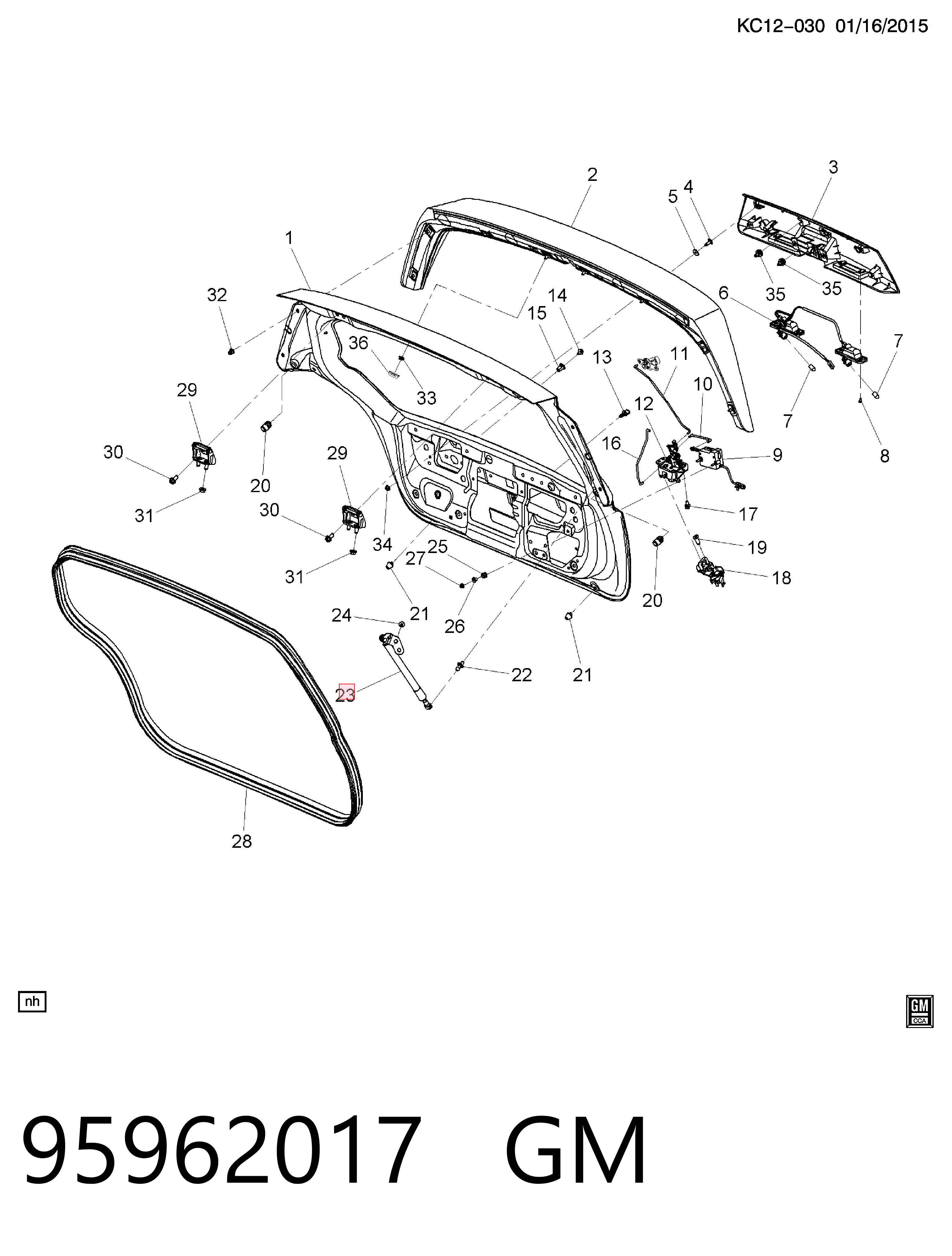 Купить 95962016 Opel Амортизатор двери багажника