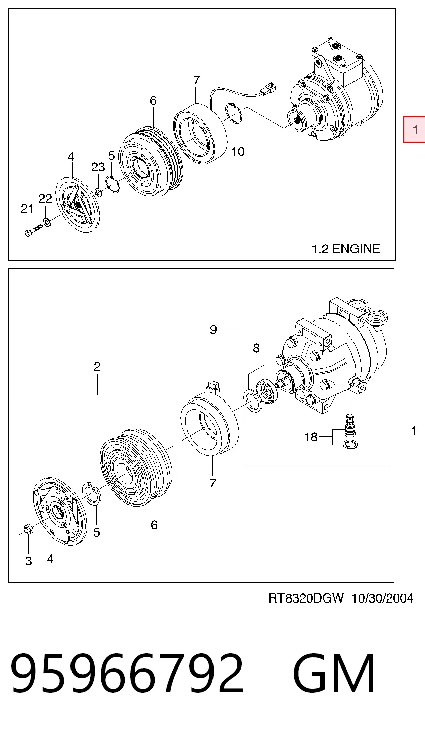 Компрессор кондиционера 97034778 Opel
