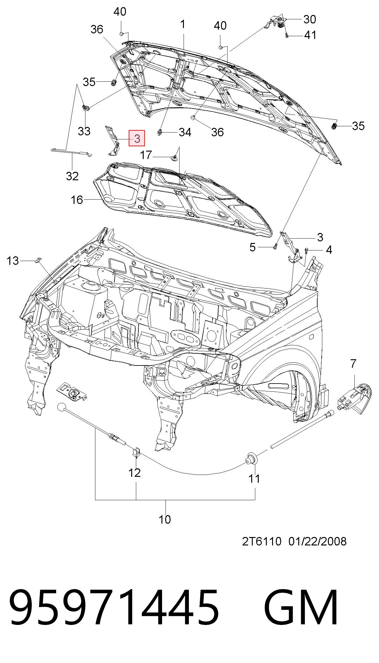 94520983 Peugeot/Citroen Шарнир капота правый