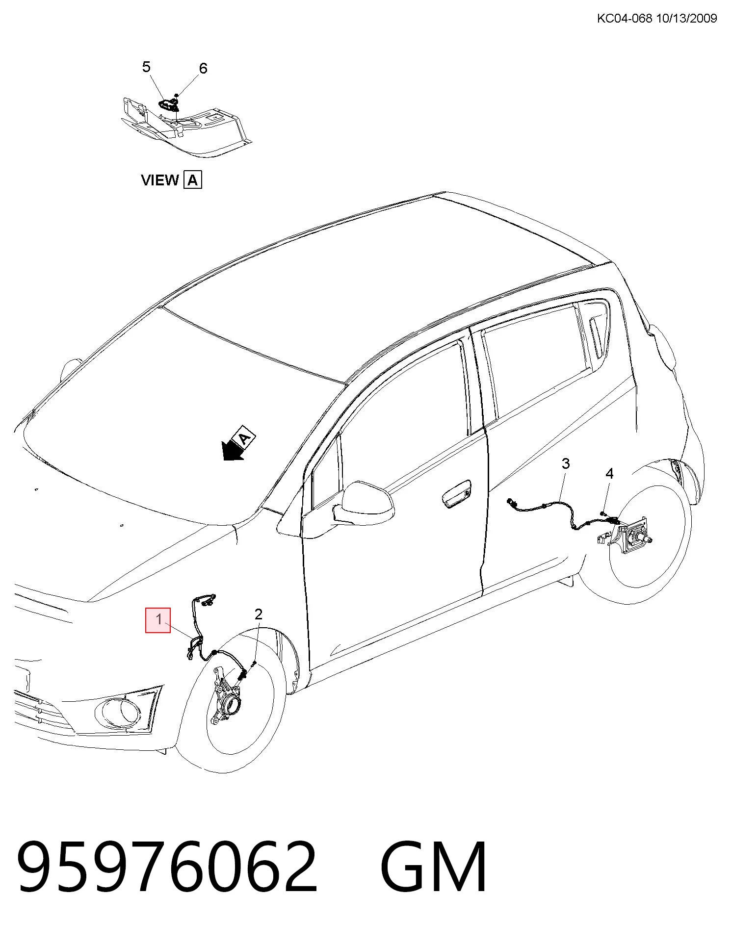 Датчик АБС (ABS) передний левый 95937220 Opel