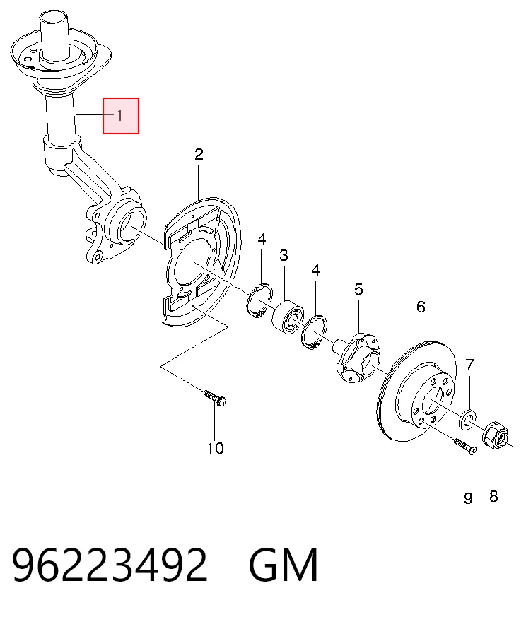 Цапфа (поворотный кулак) передний правый Euroex 96219509 цена, от 52.44 USD