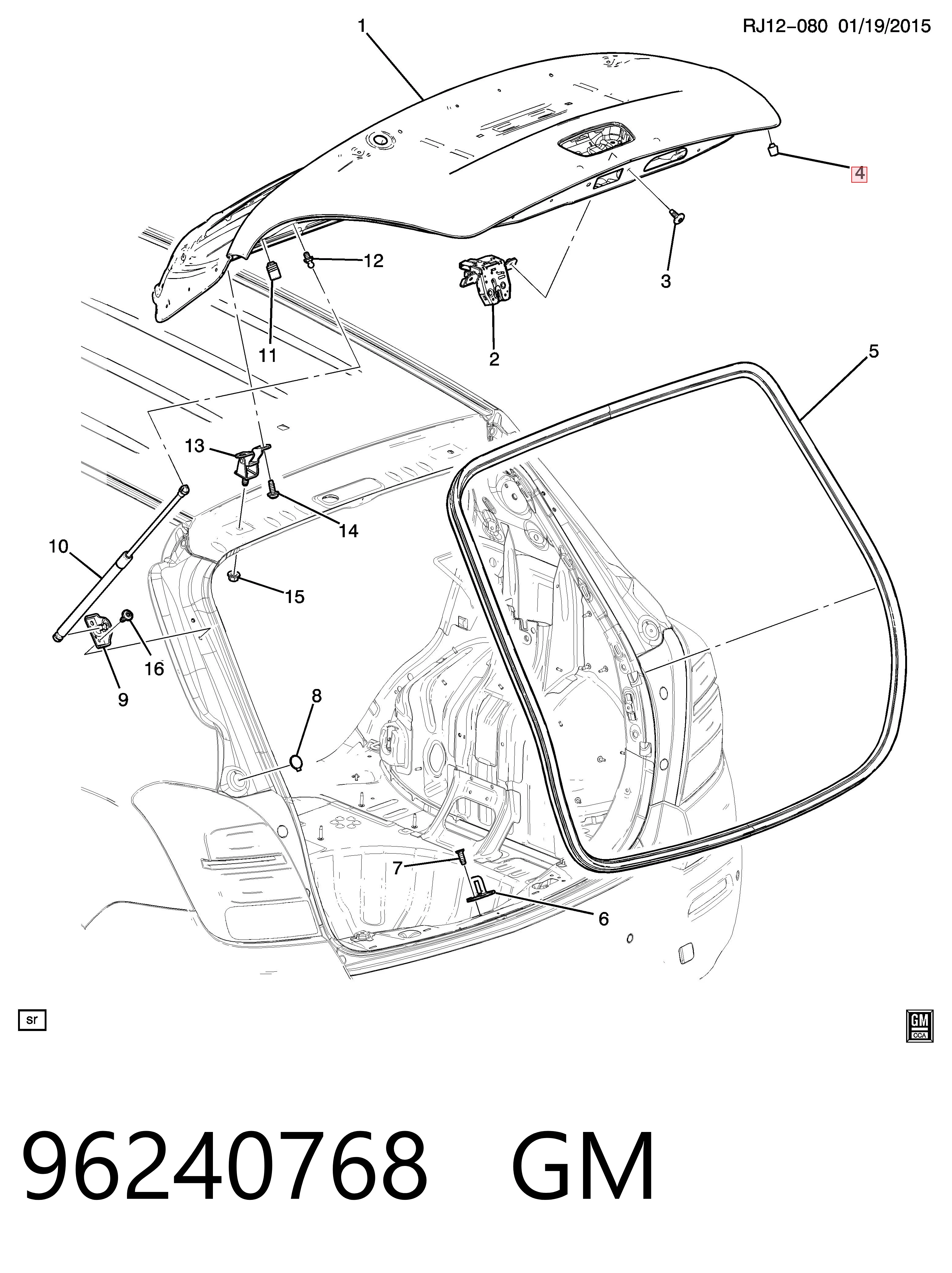 96240768 General Motors Отбойник крышки багажника