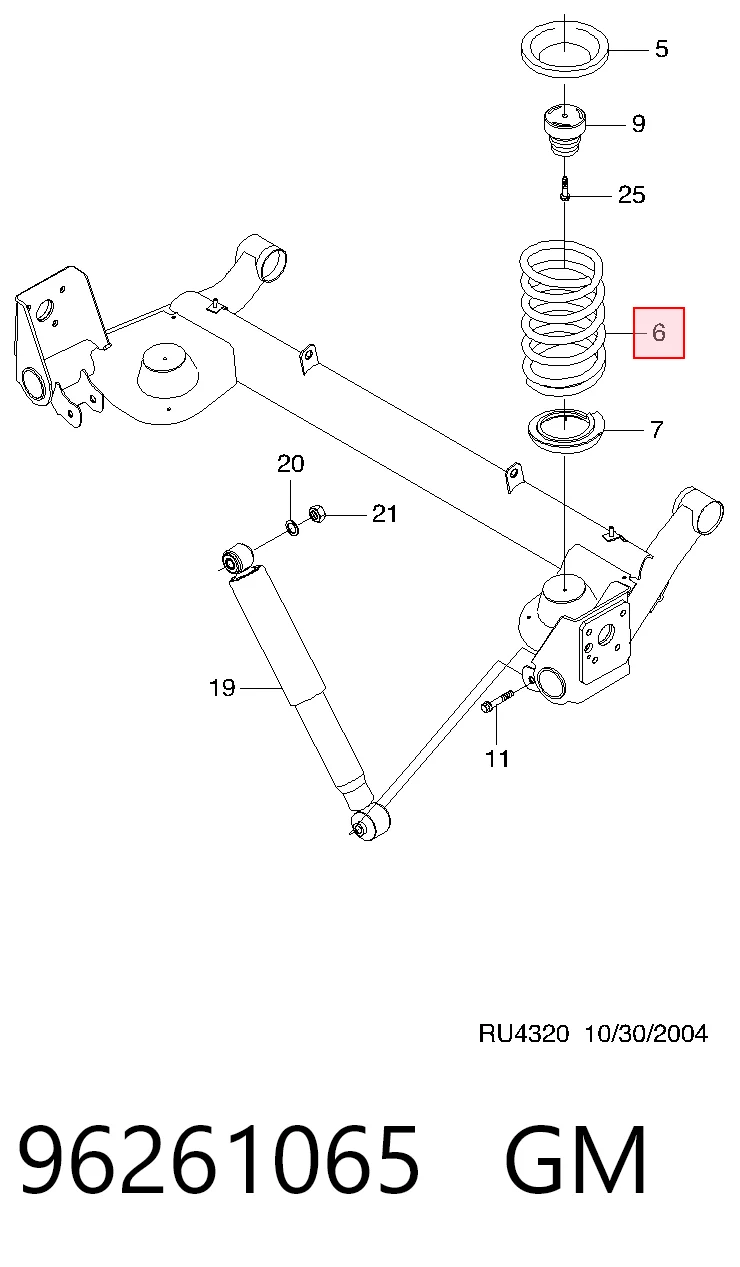 96261065 Opel Пружина подвески задняя