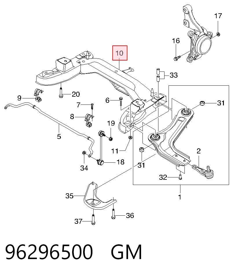 Передняя балка Daewoo Nubira I седан (J10, J15) (1997 - 2001) цена, от 84.75 USD