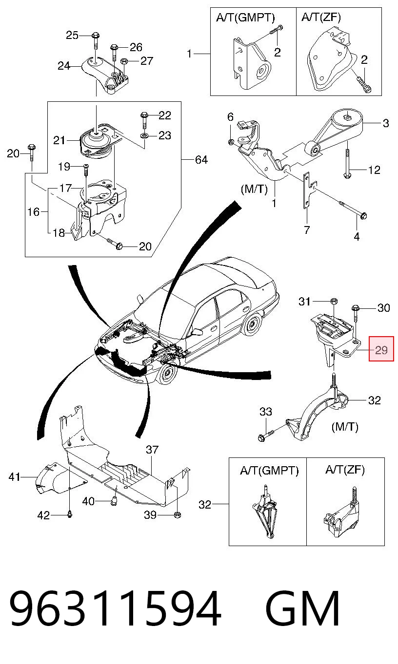 96311594 Opel Подушка (опора) двигателя, левая