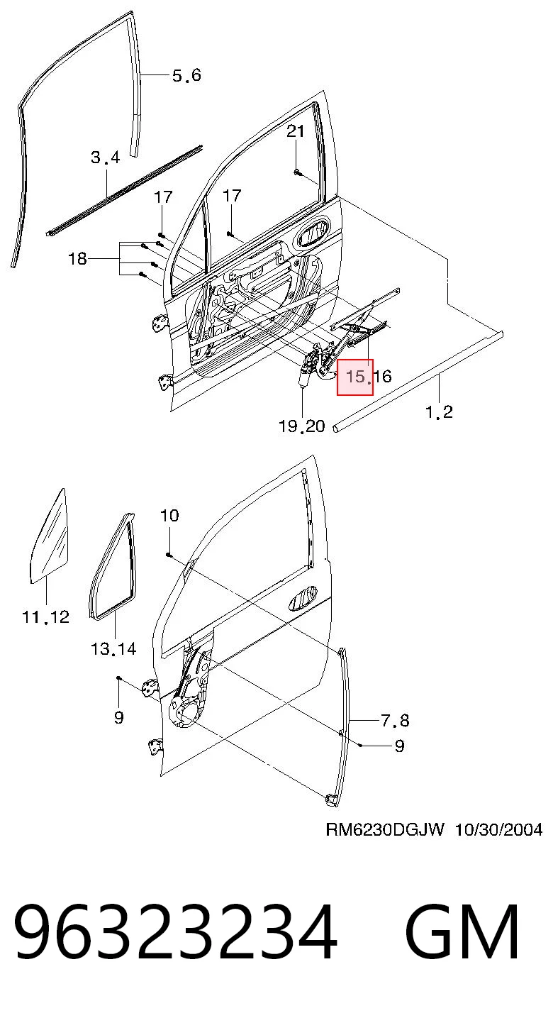 Стеклоподъемник передней двери Opel 96323234