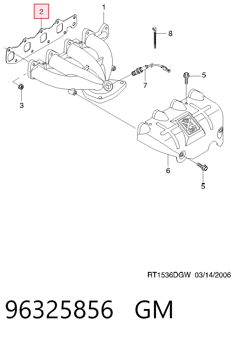 Прокладка коллектора выпуск на Chevrolet Aveo II T250, T255