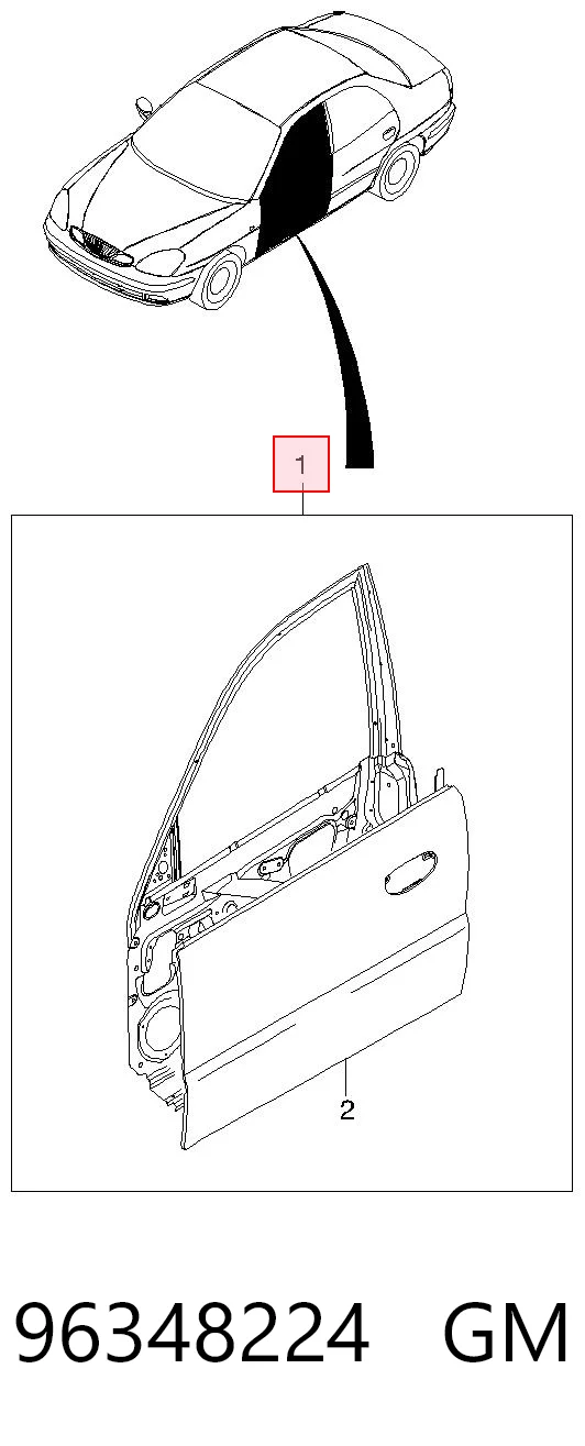 Водительская дверь на Daewoo Nubira I J10, J15