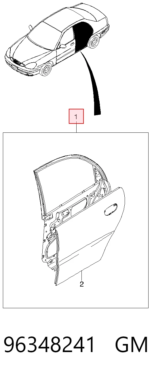 Дверь задняя левая Daewoo Nubira 1 J10, J15