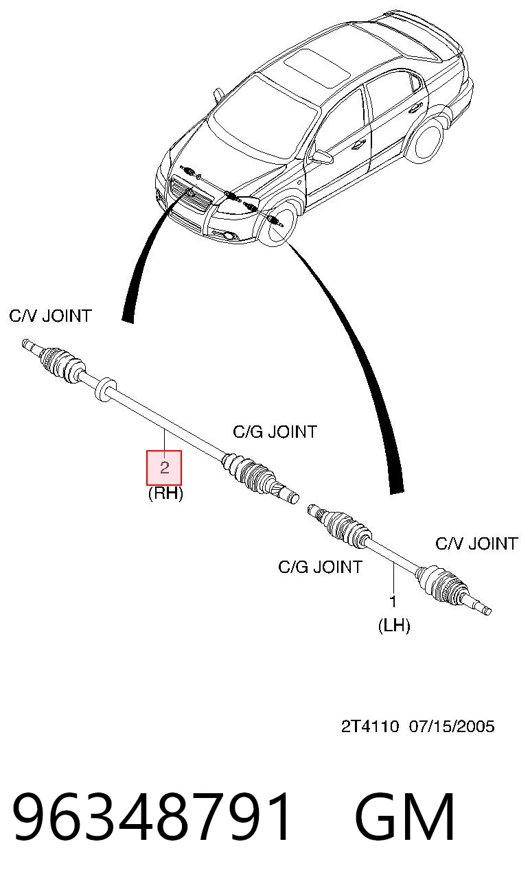 Правая полуось 96348791 Opel