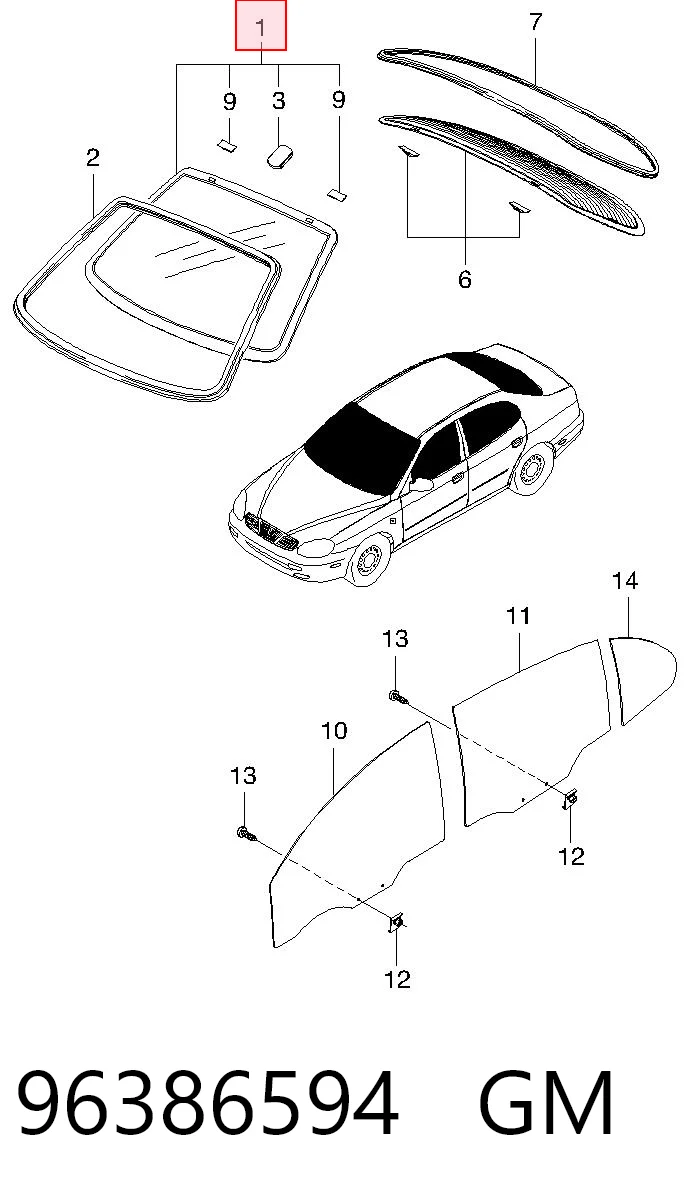 Автостекло на Daewoo Leganza  KLAV