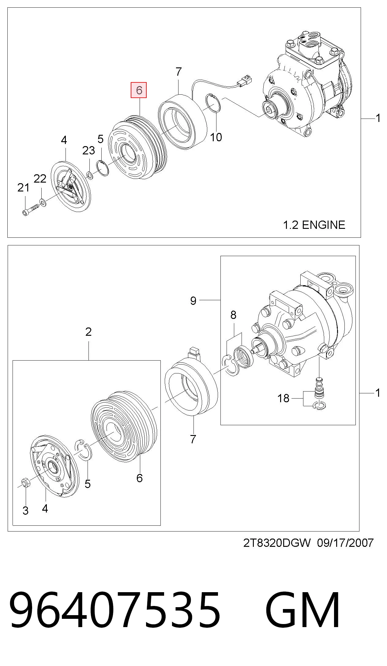 Купить 96408442 Opel Шкив компрессора кондиционера