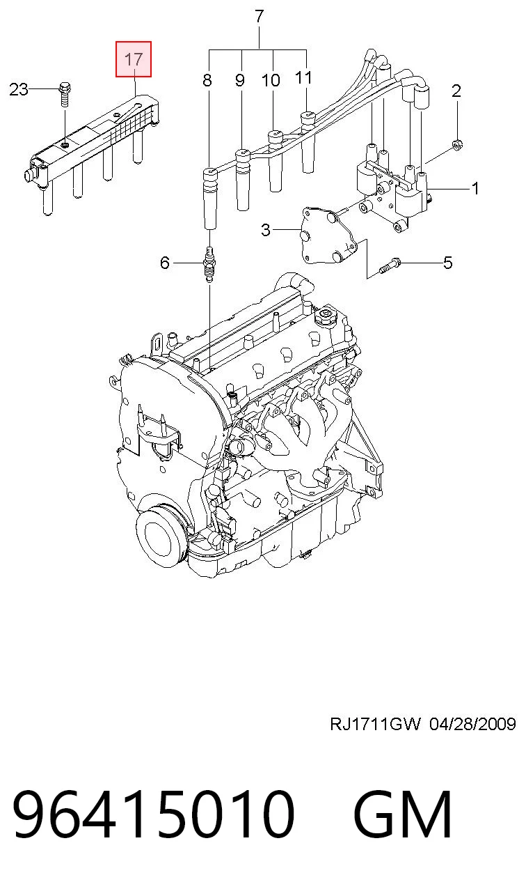 Катушка зажигания GM 96415010