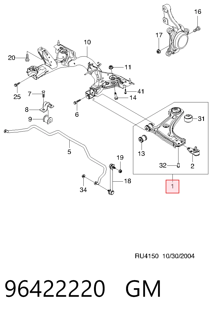 Левый рычаг передней нижней подвески Chevrolet Tacuma минивэн (KLAU) (2000 - 2026) цена, от 51.42 USD