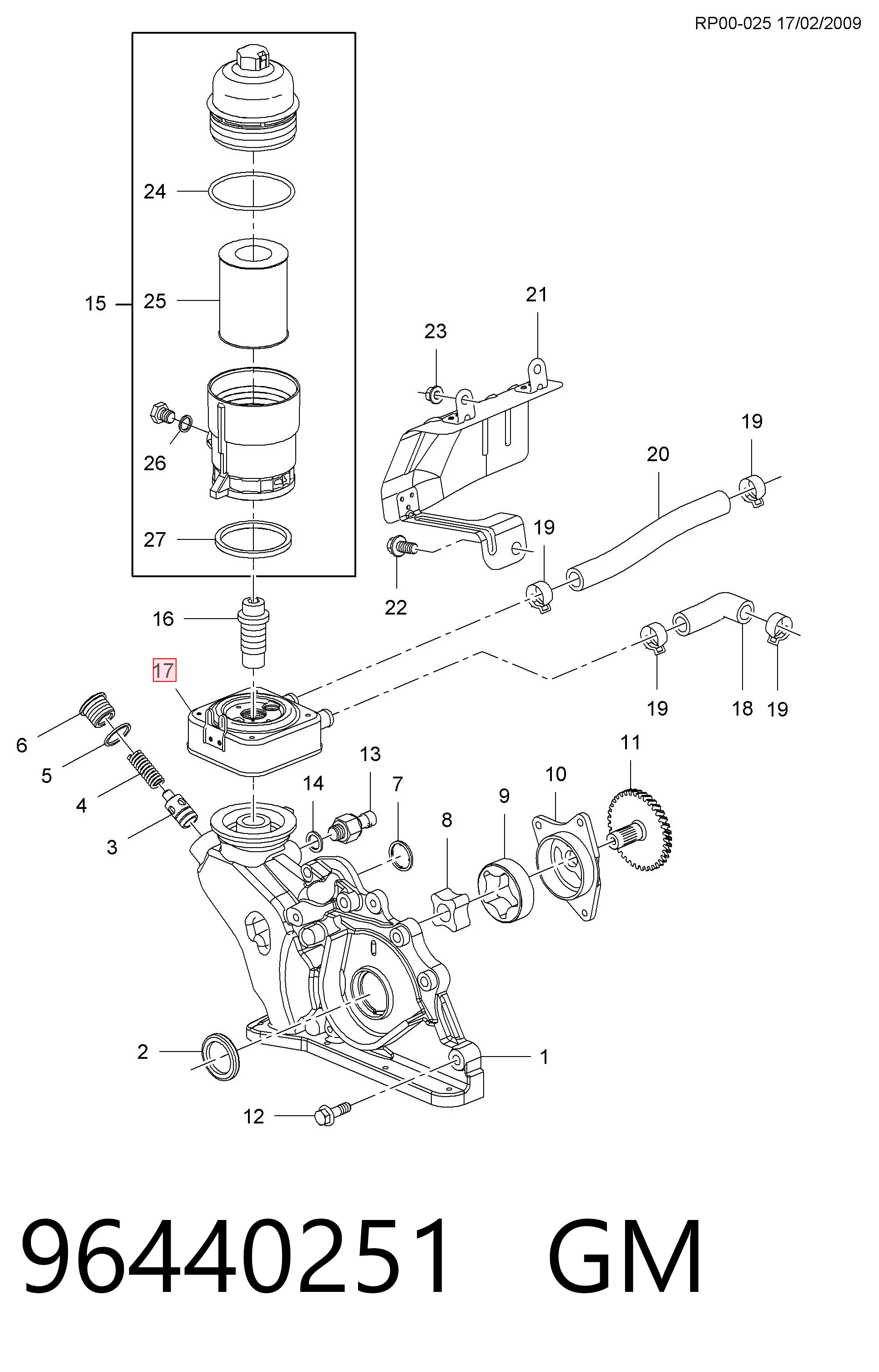 96440251 Peugeot/Citroen Радиатор масляный (холодильник) под фильтром