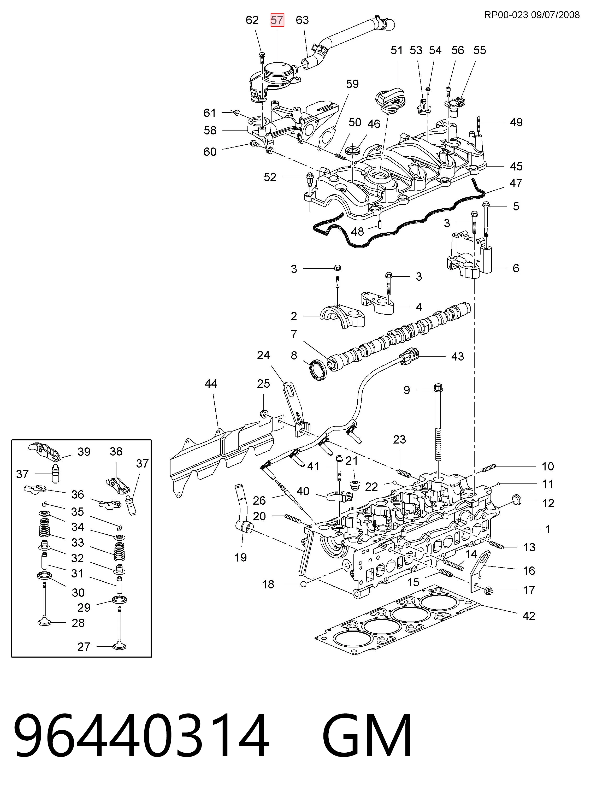 96440314 General Motors Клапан PCV вентиляции картера