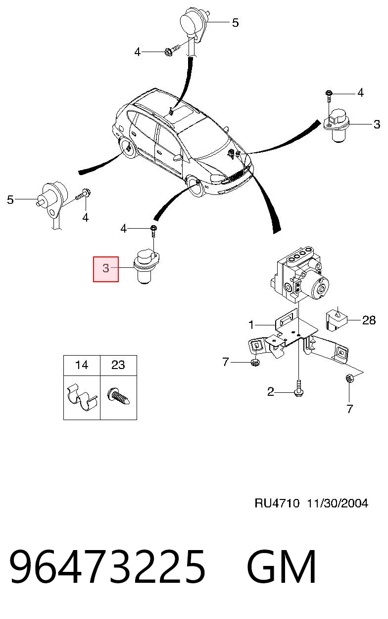 Купить 96473225 Opel Датчик АБС (ABS) передний