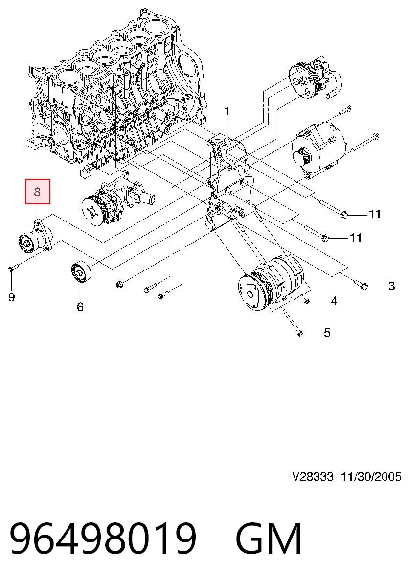 Роликовий модуль натяжителя ремня Opel 25187591 цена, от 33.43 USD