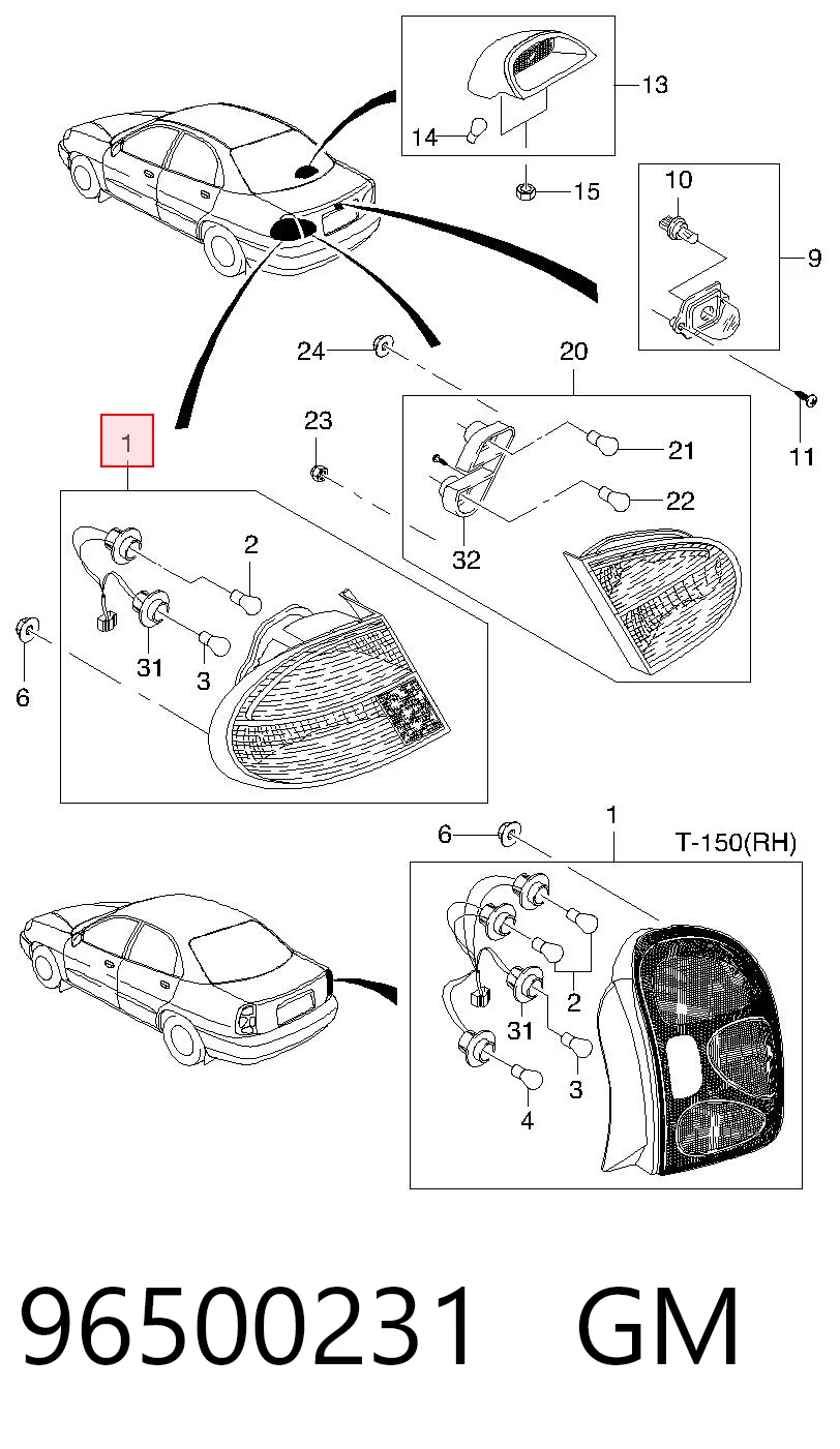 96500231 Opel Фонарь задний