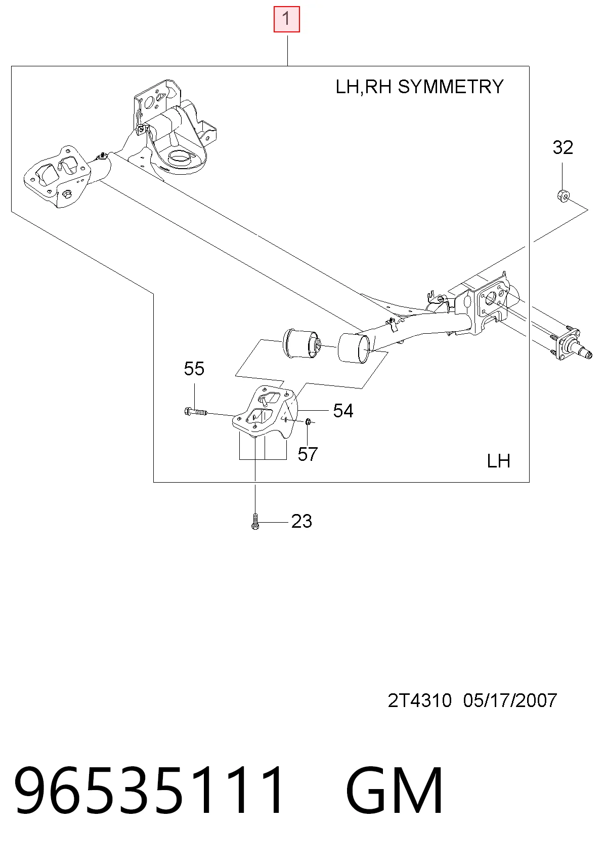 96494500 Opel Подрамник задней подвески