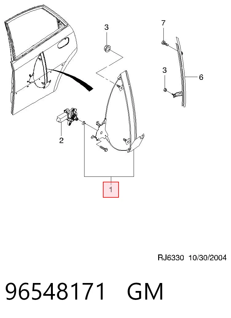 96548171 Opel Механизм стеклоподъемника двери задней, левой