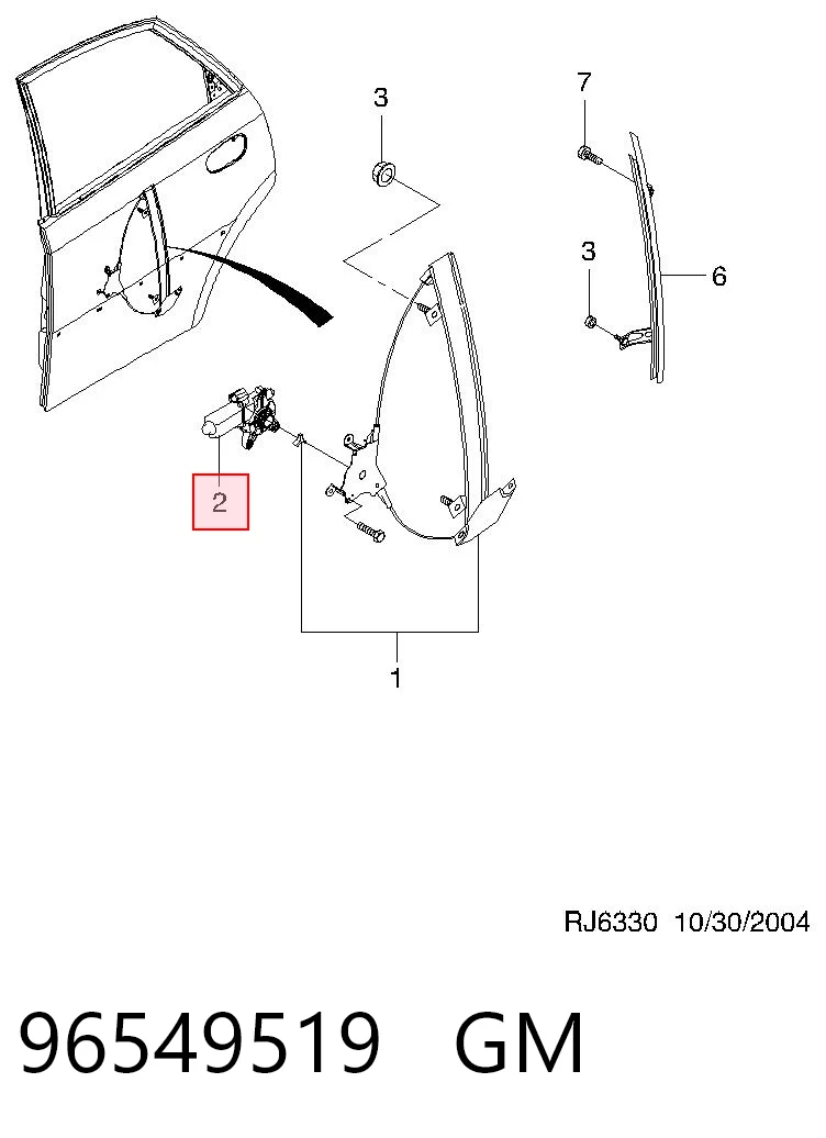 96475132 Opel Мотор стеклоподъемника двери задней, правой