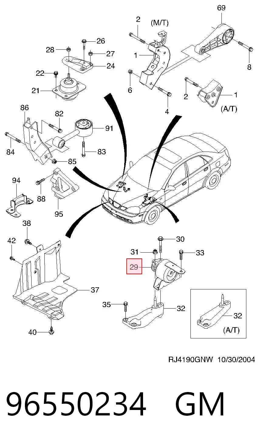 96550234 Opel Подушка (опора) двигателя, левая