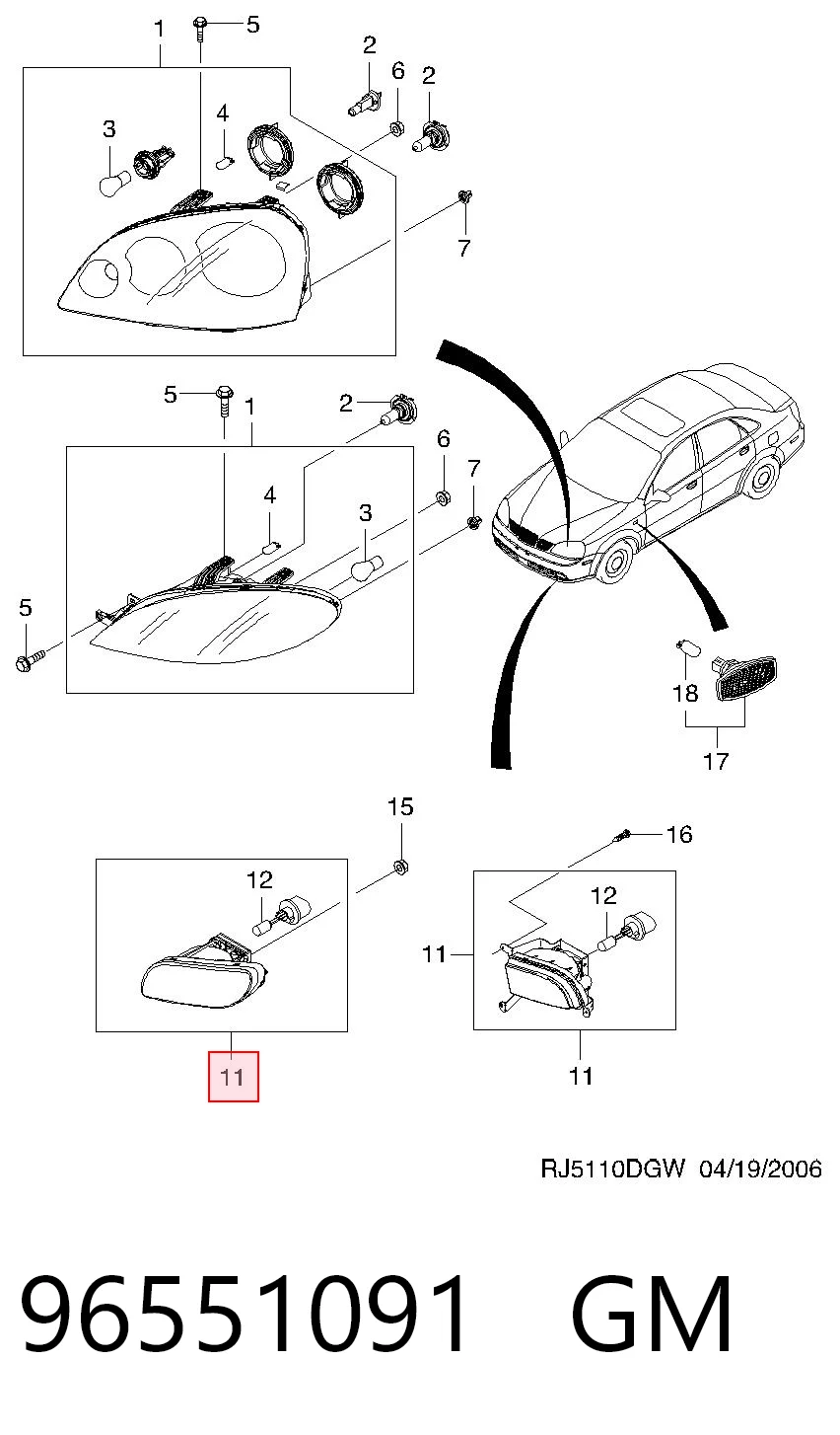 Фара противотуманная, левая Opel 96551091 цена, от 13.25 USD
