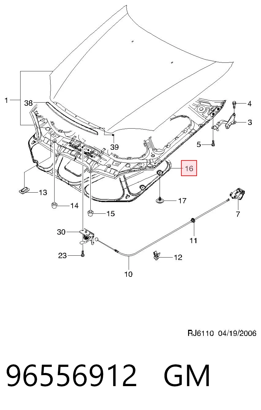 96464758 Opel Шумка капота