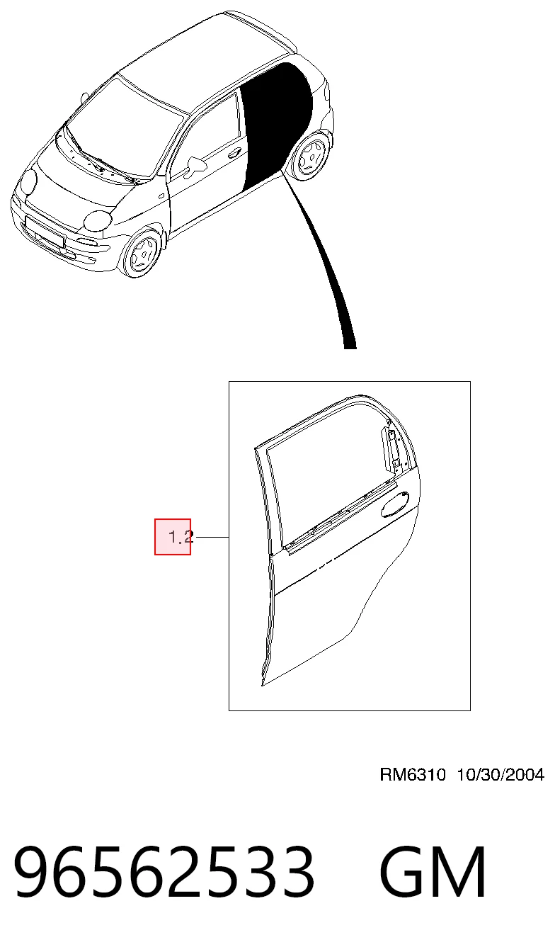 Дверь задняя, левая Daewoo Matiz хэтчбек (KLYA) (1998 - 2008) цена, от 52.86 USD